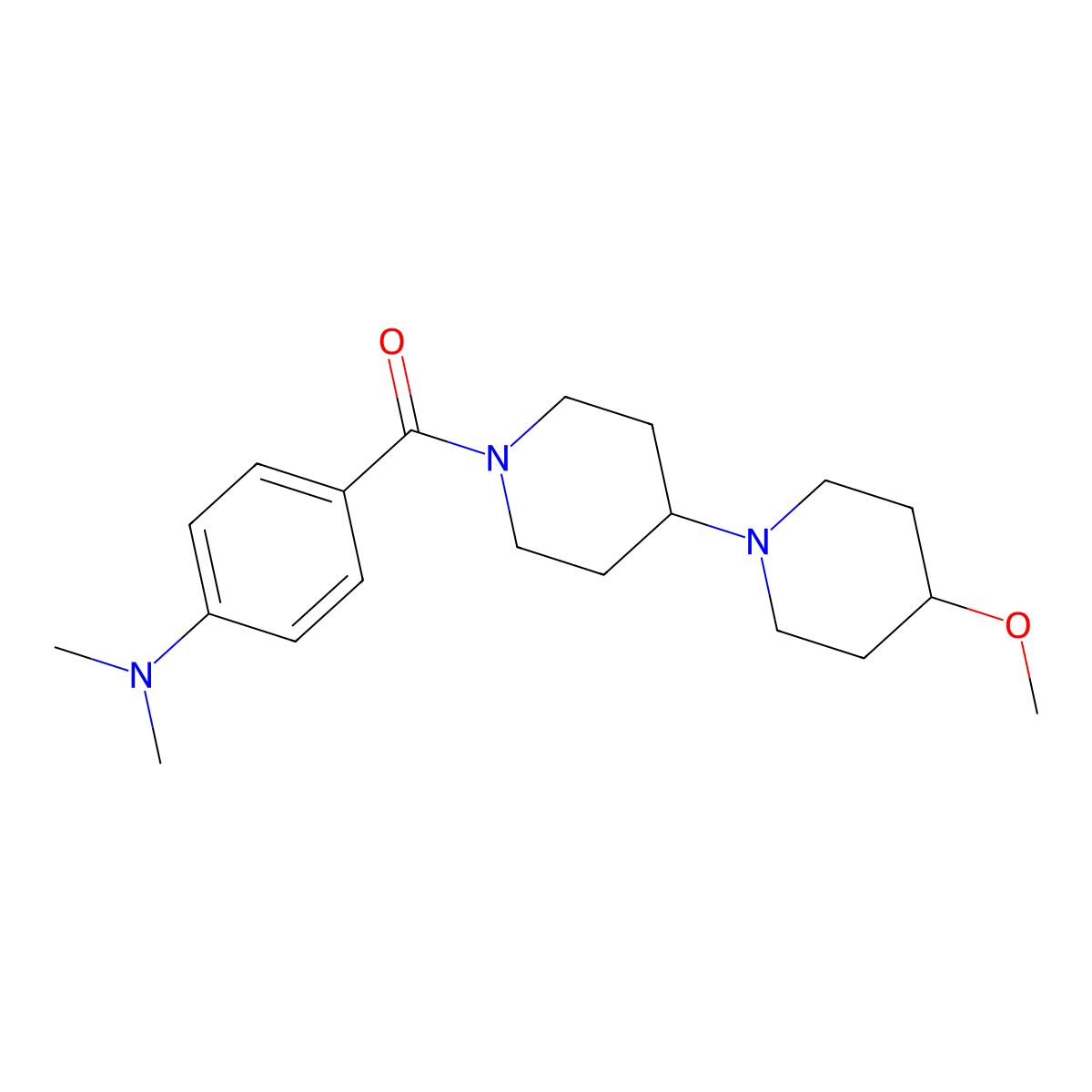 4-{4-methoxy-[1,4'-bipiperidine]-1'-carbonyl}-N,N-dimethylaniline molecular structure, CAS 1705694-53-6