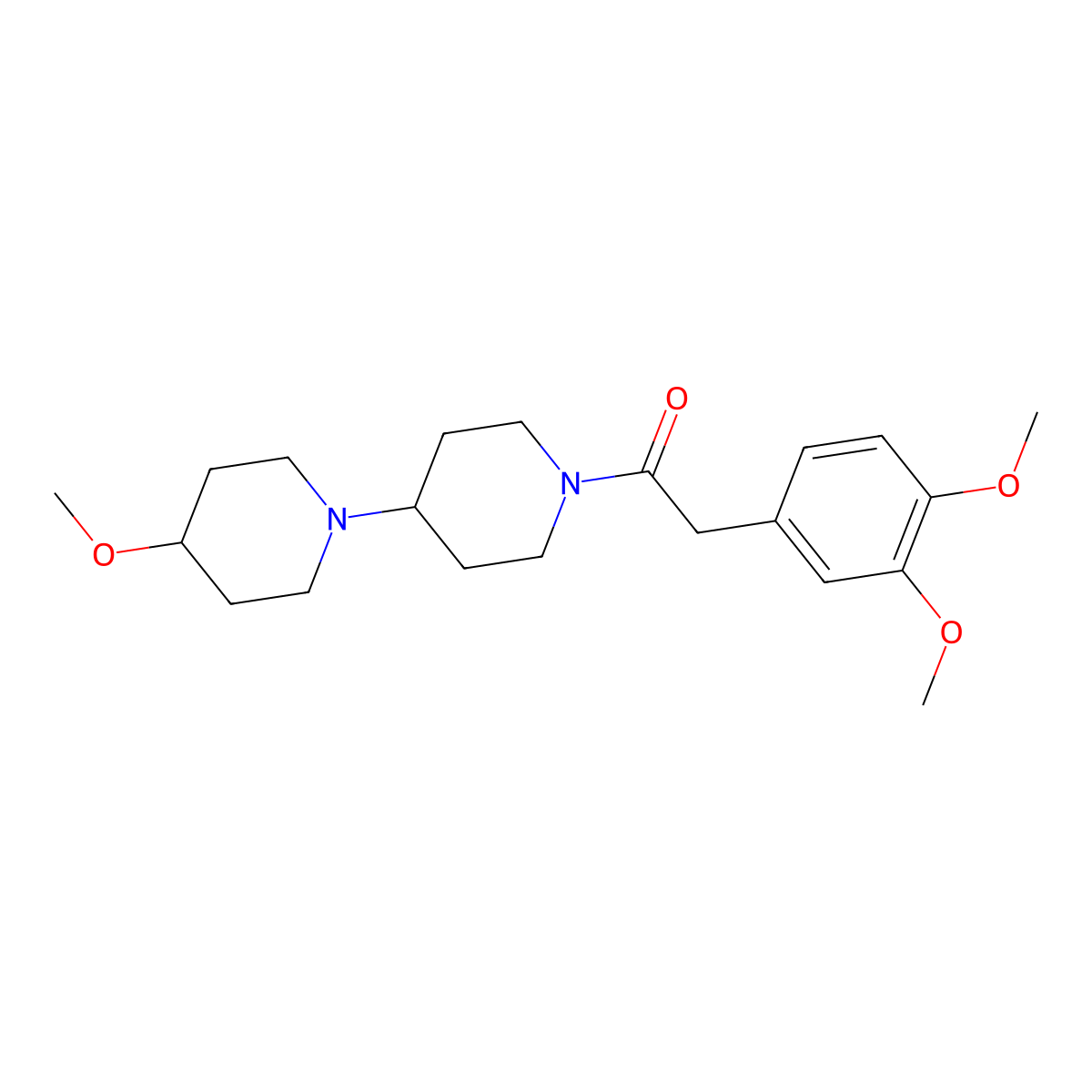 2-(3,4-Dimethoxyphenyl)-1-{4-methoxy-[1,4'-bipiperidine]-1'-yl}ethan-1-one molecular structure, CAS 1705695-01-7