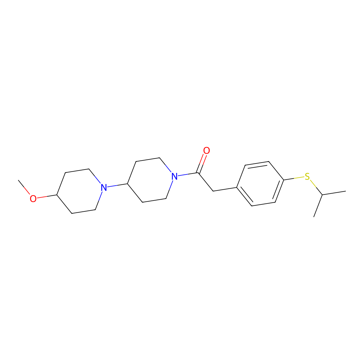 1-{4-Methoxy-[1,4'-bipiperidine]-1'-yl}-2-[4-(propan-2-ylsulfanyl)phenyl]ethan-1-one molecular structure, CAS 1705695-06-2