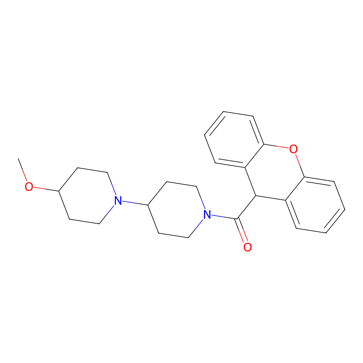 4-methoxy-1'-(9H-xanthene-9-carbonyl)-1,4'-bipiperidine molecular structure, CAS 1705695-20-0