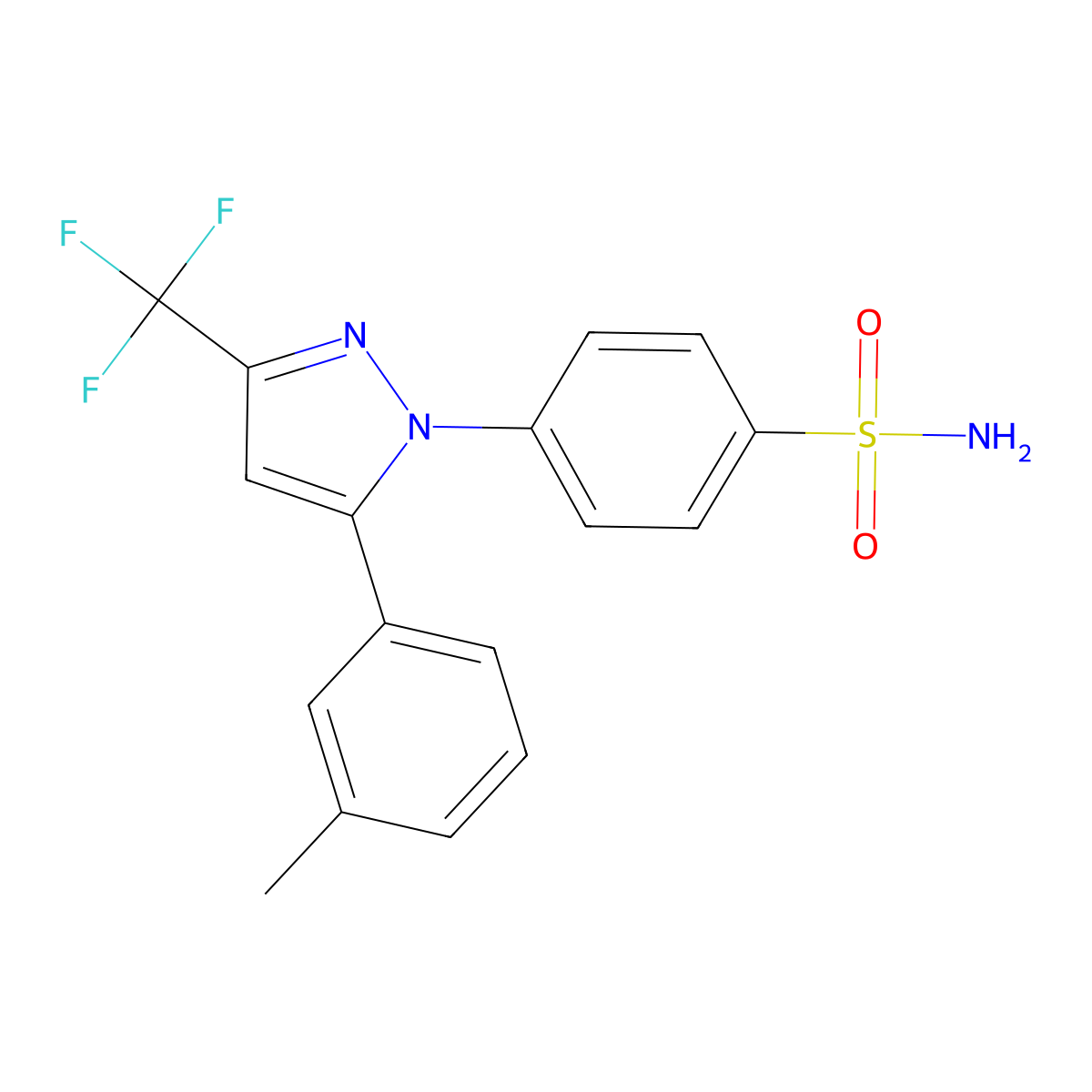 4-(5-(3-Methylphenyl)-3-(trifluoromethyl)-1H-pyrazol-1-yl)benzenesulfonamide molecular structure, CAS 170570-01-1