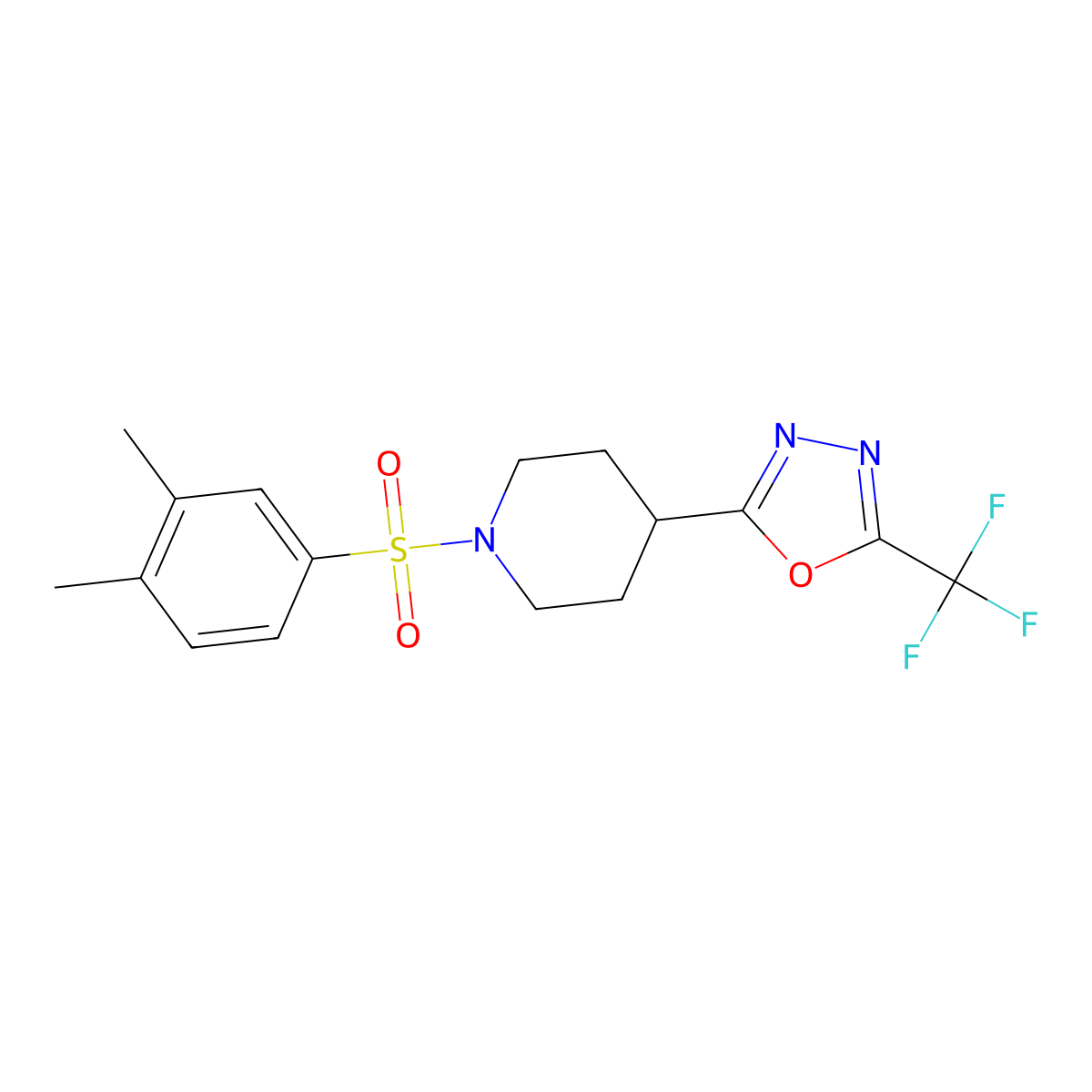 1-(3,4-Dimethylbenzenesulfonyl)-4-[5-(trifluoromethyl)-1,3,4-oxadiazol-2-yl]piperidine molecular structure, CAS 1705700-05-5