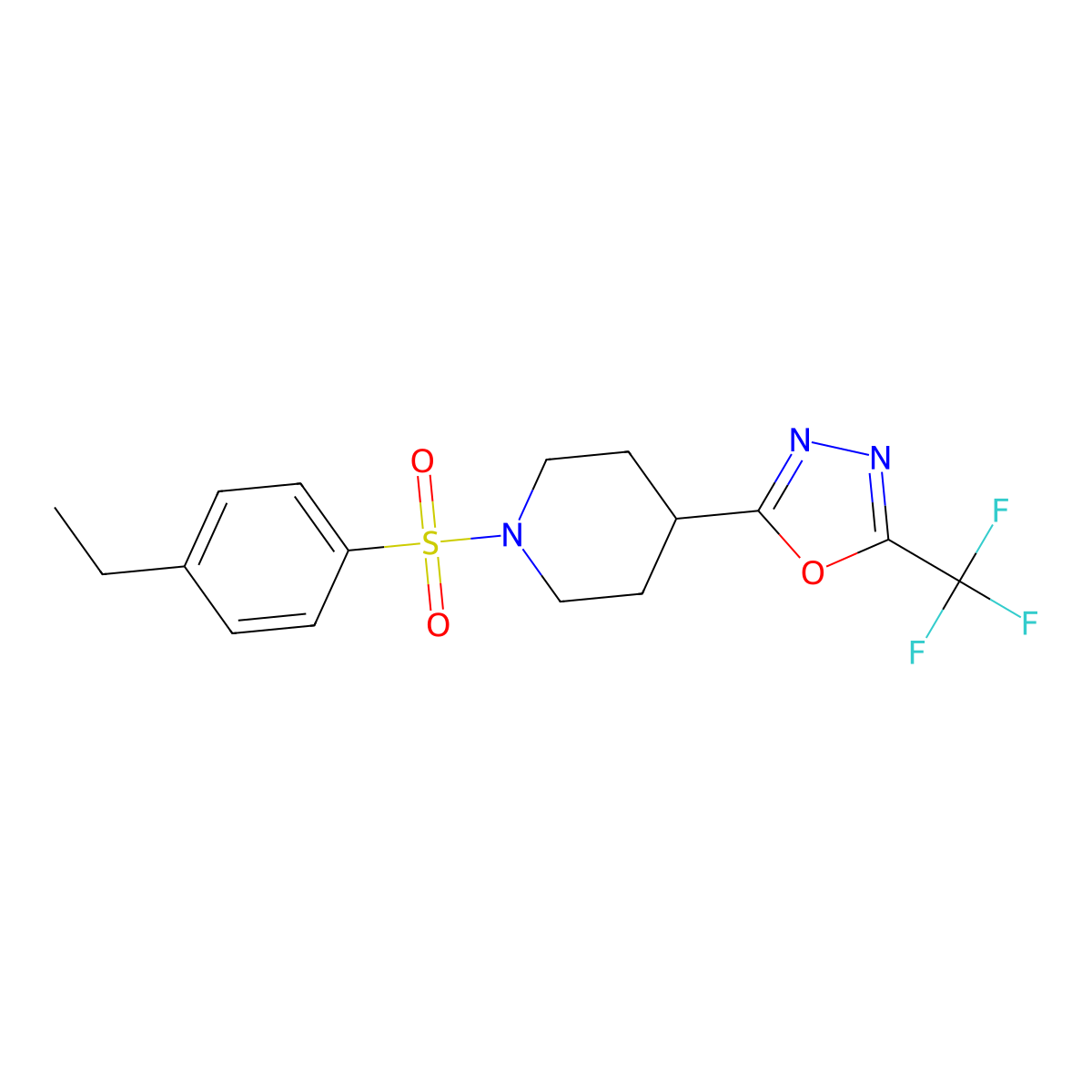 2-(1-((4-Ethylphenyl)sulfonyl)piperidin-4-yl)-5-(trifluoromethyl)-1,3,4-oxadiazole molecular structure, CAS 1705700-22-6