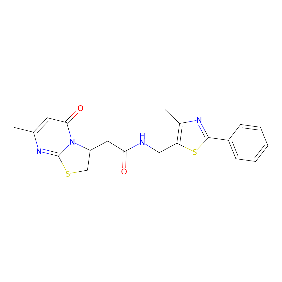 N-((4-methyl-2-phenylthiazol-5-yl)methyl)-2-(7-methyl-5-oxo-3,5-dihydro-2H-thiazolo[3,2-a]pyrimidin-3-yl)acetamide molecular structure, CAS 1705702-54-0