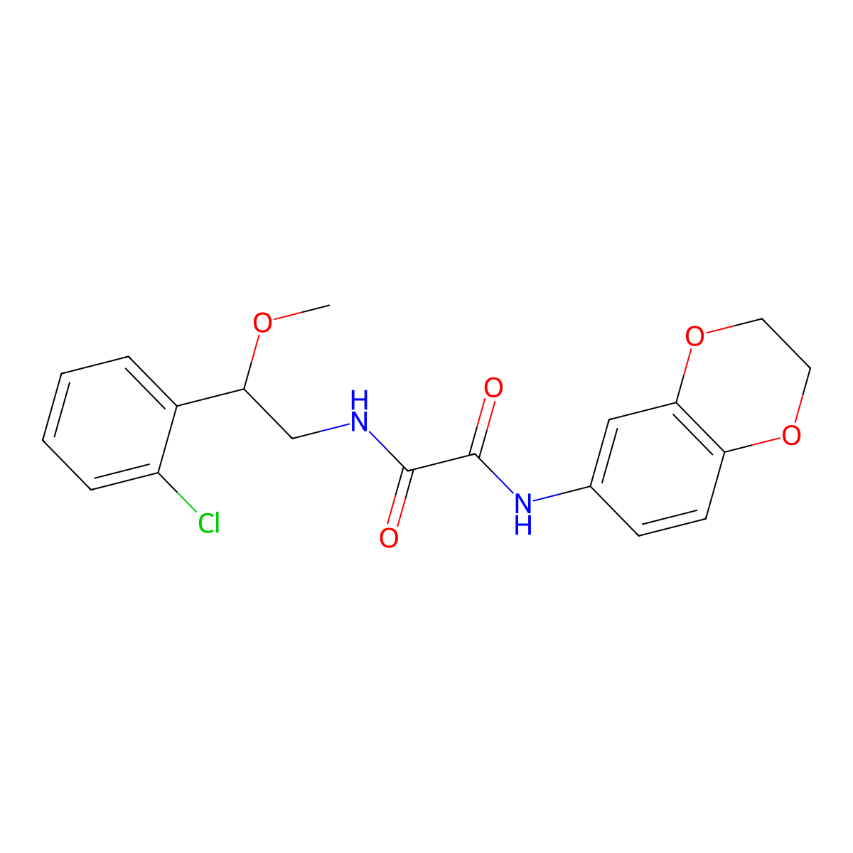 N1-(2-(2-chlorophenyl)-2-methoxyethyl)-N2-(2,3-dihydrobenzo[b][1,4]dioxin-6-yl)oxalamide molecular structure, CAS 1705707-61-4