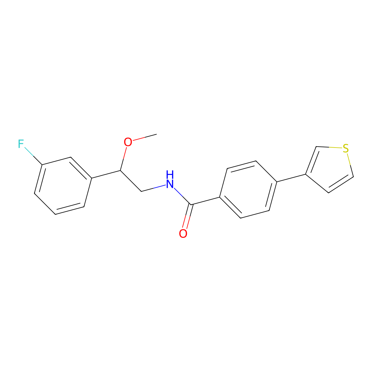 N-(2-(3-fluorophenyl)-2-methoxyethyl)-4-(thiophen-3-yl)benzamide molecular structure, CAS 1705710-35-5