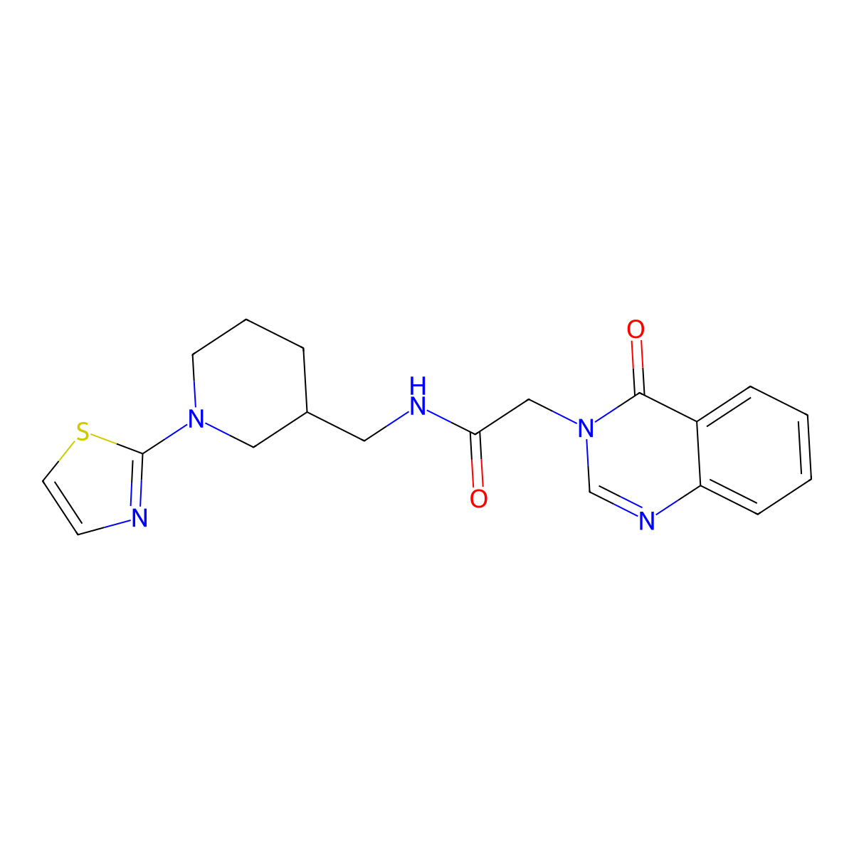 2-(4-oxoquinazolin-3(4H)-yl)-N-((1-(thiazol-2-yl)piperidin-3-yl)methyl)acetamide molecular structure, CAS 1705710-92-4