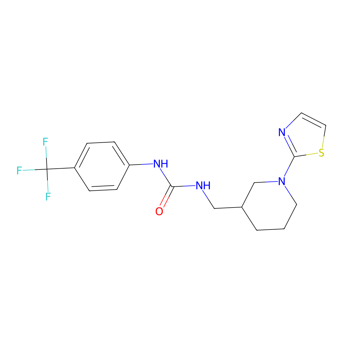 1-((1-(Thiazol-2-yl)piperidin-3-yl)methyl)-3-(4-(trifluoromethyl)phenyl)urea molecular structure, CAS 1705711-06-3