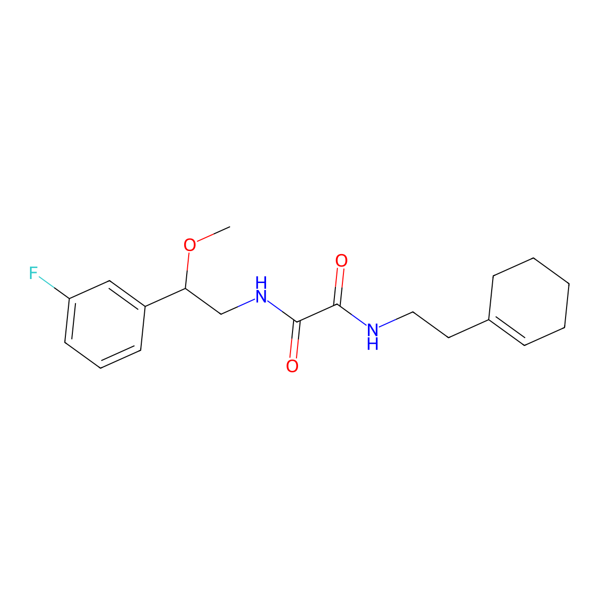 N1-(2-(cyclohex-1-en-1-yl)ethyl)-N2-(2-(3-fluorophenyl)-2-methoxyethyl)oxalamide molecular structure, CAS 1705711-33-6
