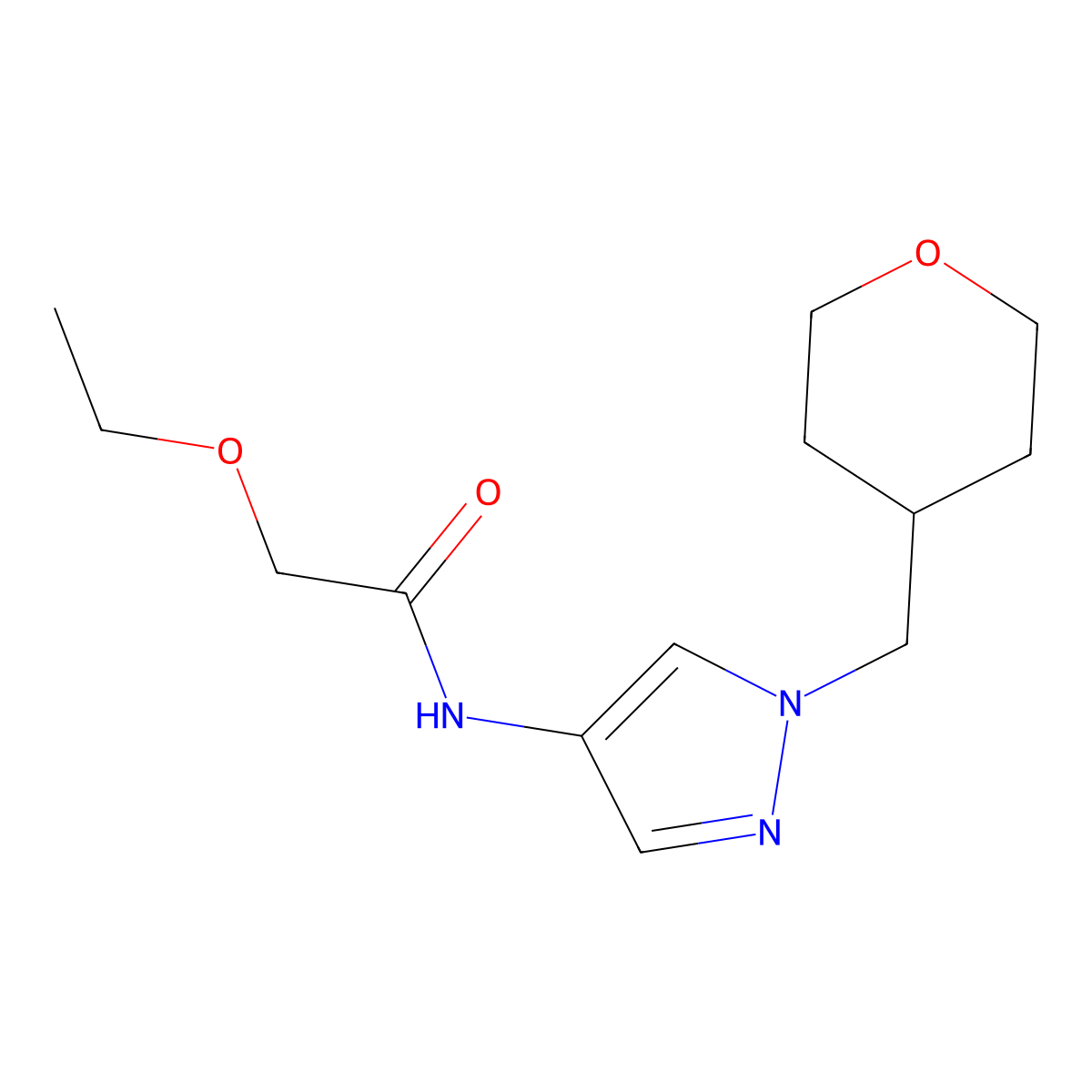 2-ethoxy-N-(1-((tetrahydro-2H-pyran-4-yl)methyl)-1H-pyrazol-4-yl)acetamide molecular structure, CAS 1705712-02-2