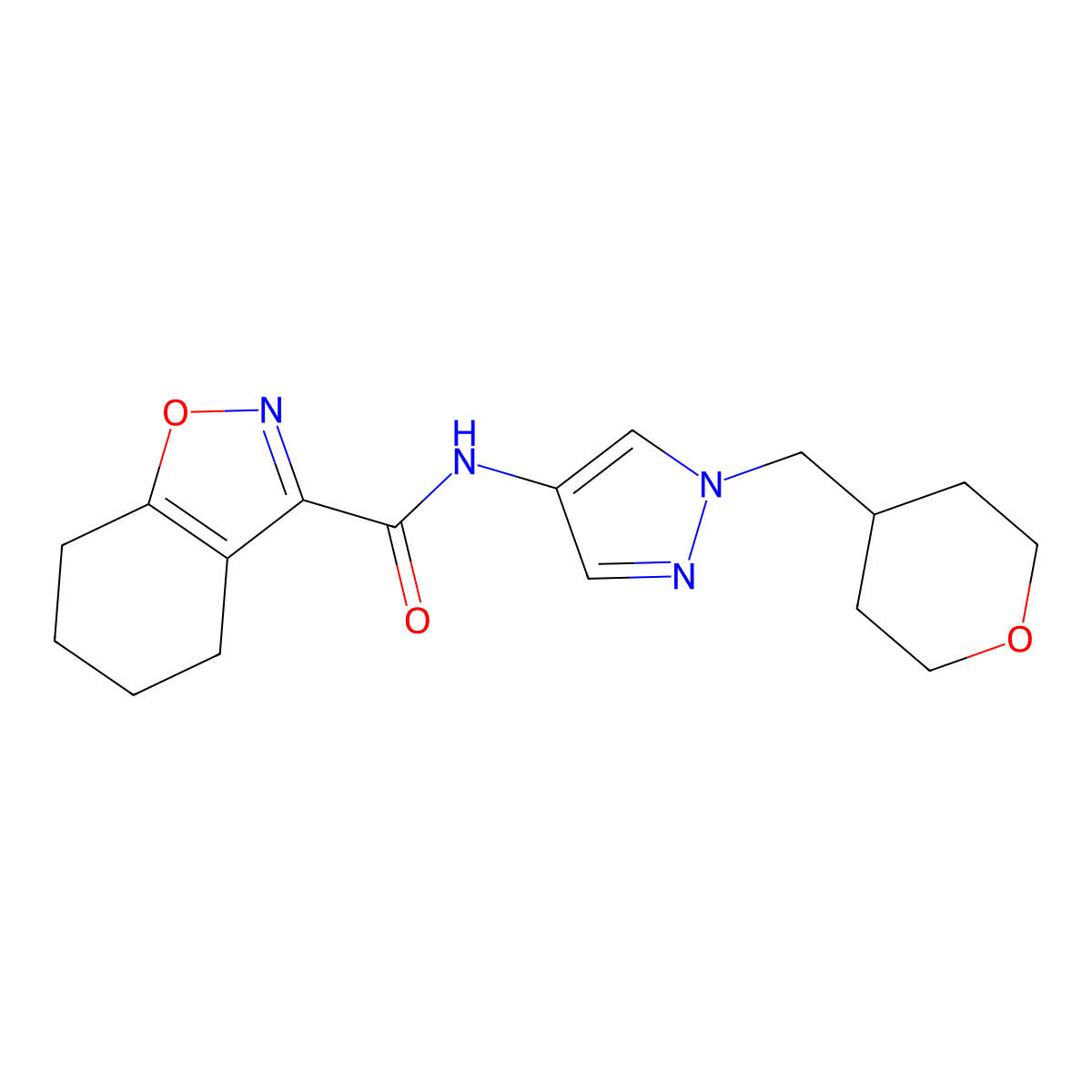 N-(1-((tetrahydro-2H-pyran-4-yl)methyl)-1H-pyrazol-4-yl)-4,5,6,7-tetrahydrobenzo[d]isoxazole-3-carboxamide molecular structure, CAS 1705712-56-6