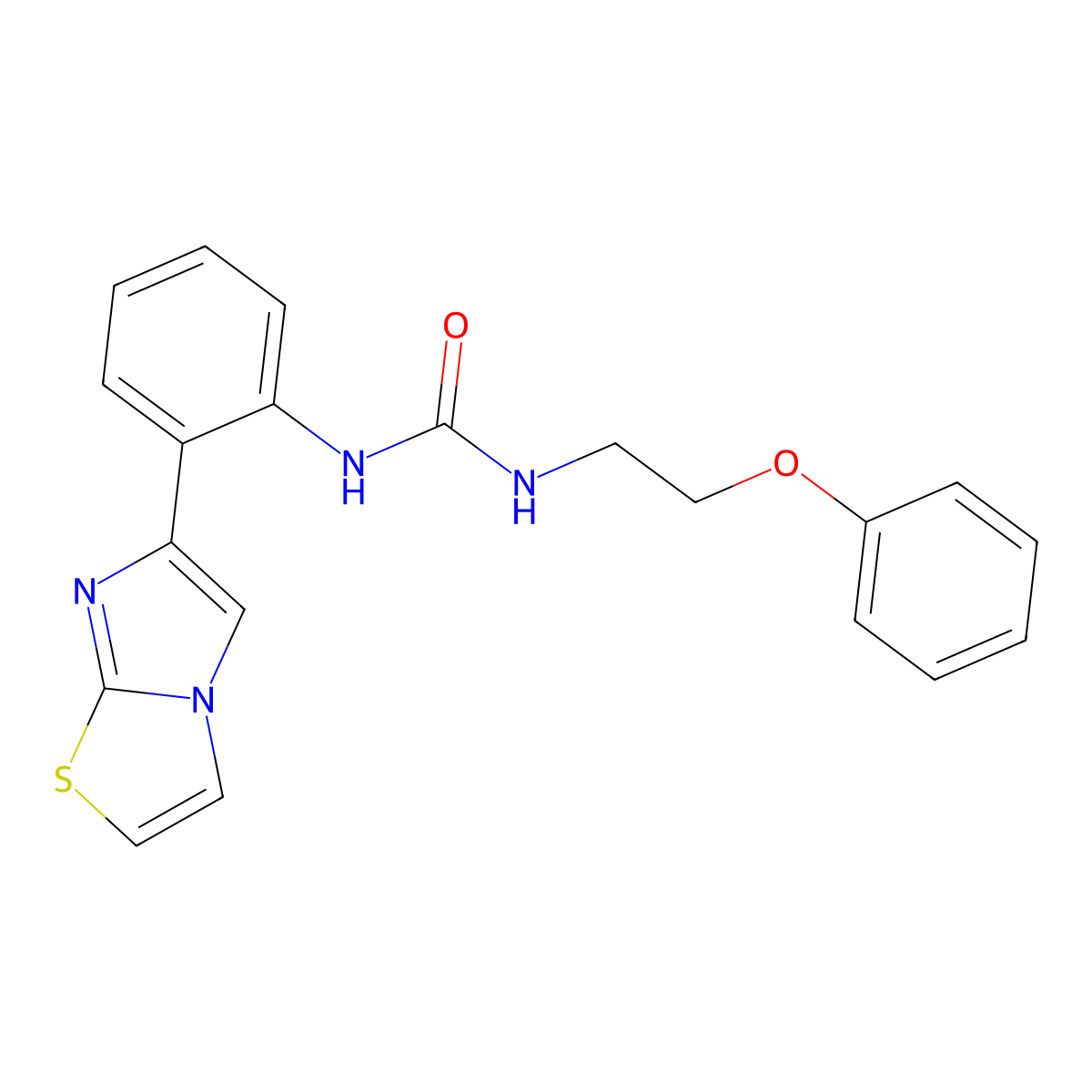1-(2-(Imidazo[2,1-b]thiazol-6-yl)phenyl)-3-(2-phenoxyethyl)urea molecular structure, CAS 1705716-86-4