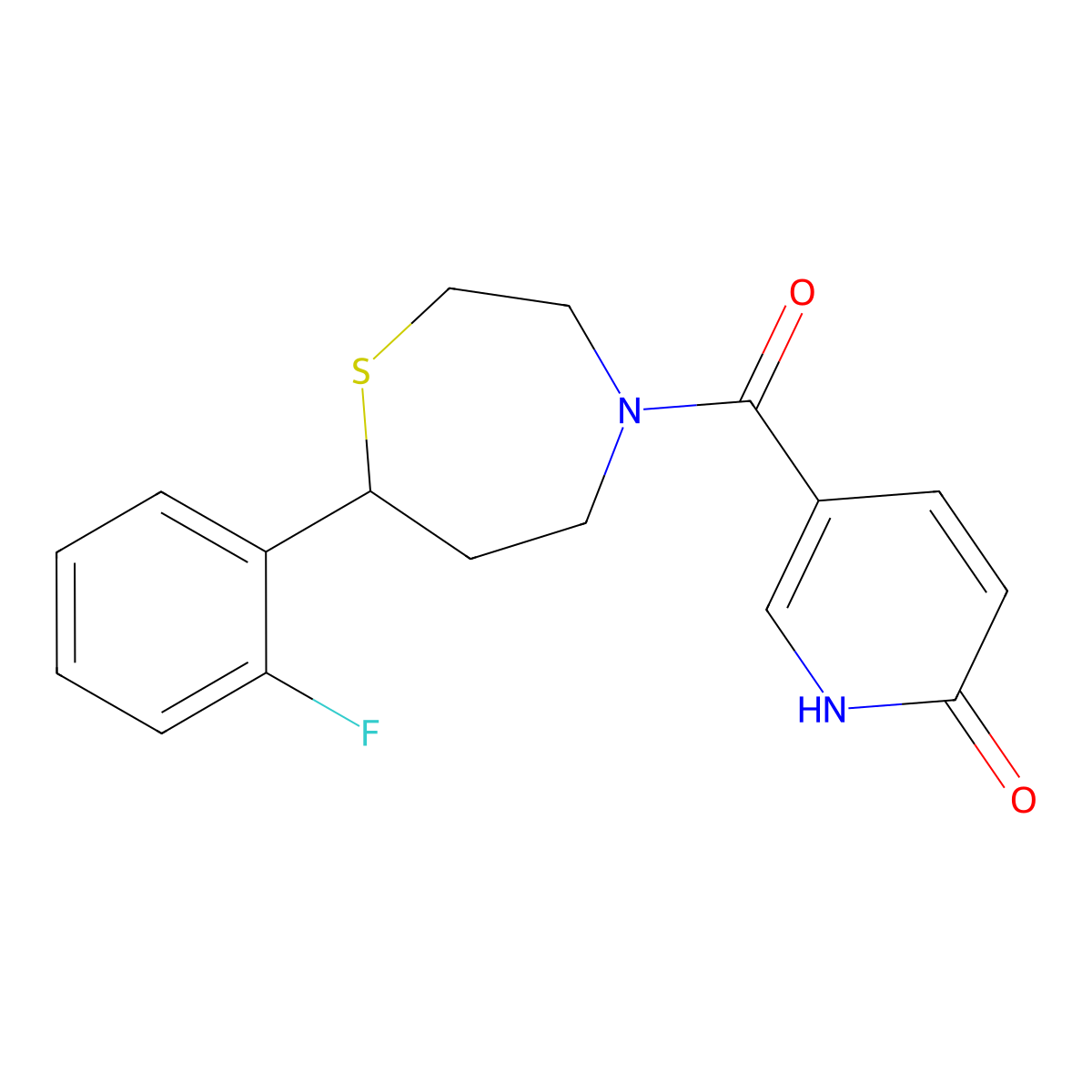 5-(7-(2-fluorophenyl)-1,4-thiazepane-4-carbonyl)pyridin-2(1H)-one molecular structure, CAS 1705718-32-6