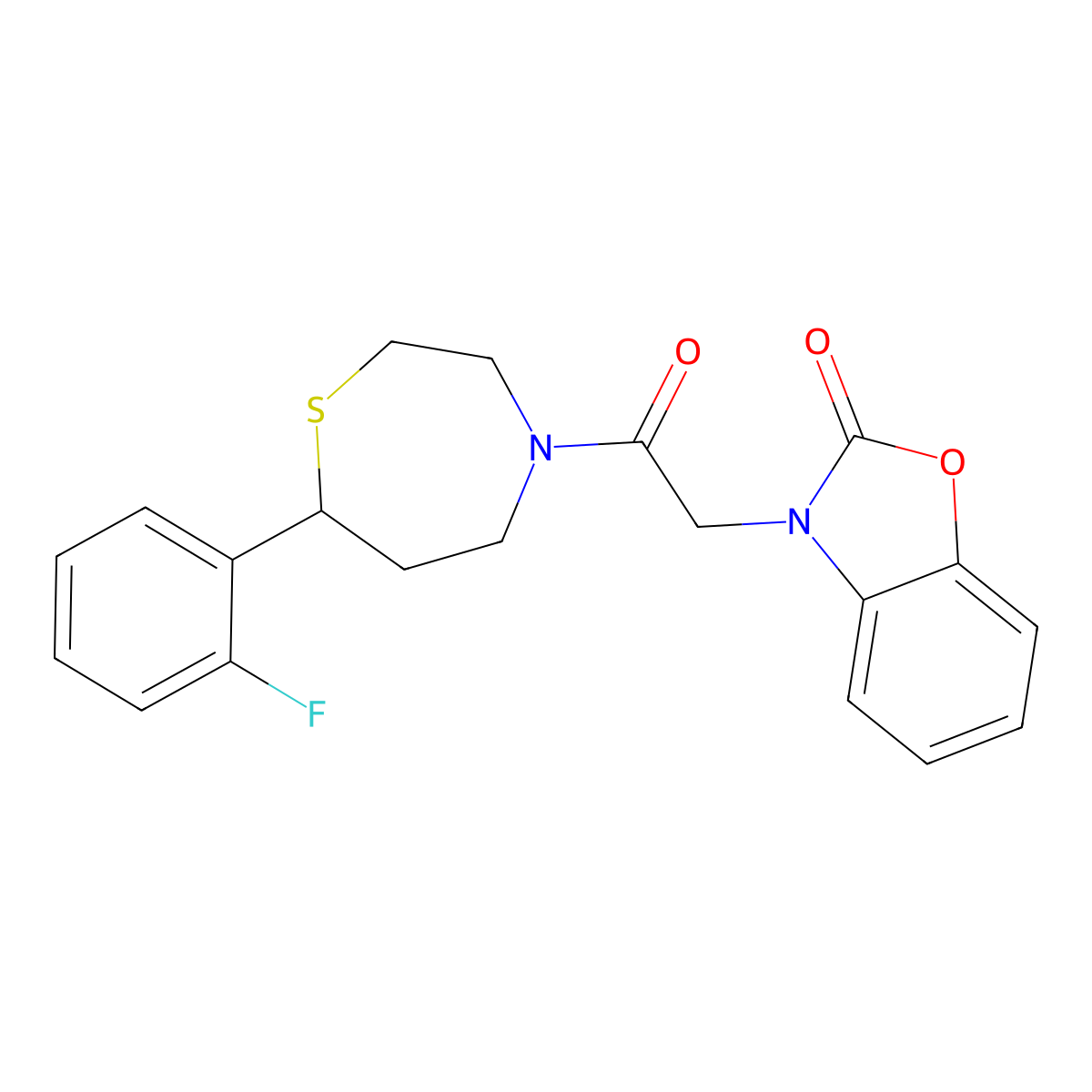 3-(2-(7-(2-fluorophenyl)-1,4-thiazepan-4-yl)-2-oxoethyl)benzo[d]oxazol-2(3H)-one molecular structure, CAS 1705718-76-8