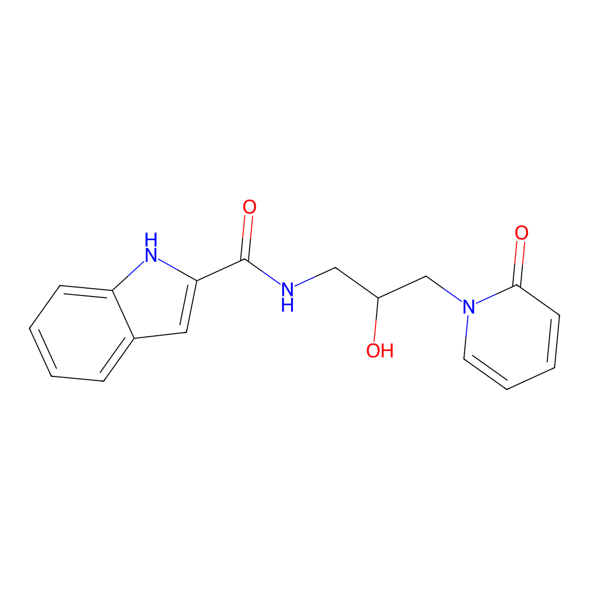 N-(2-hydroxy-3-(2-oxopyridin-1(2H)-yl)propyl)-1H-indole-2-carboxamide molecular structure, CAS 1705719-02-3