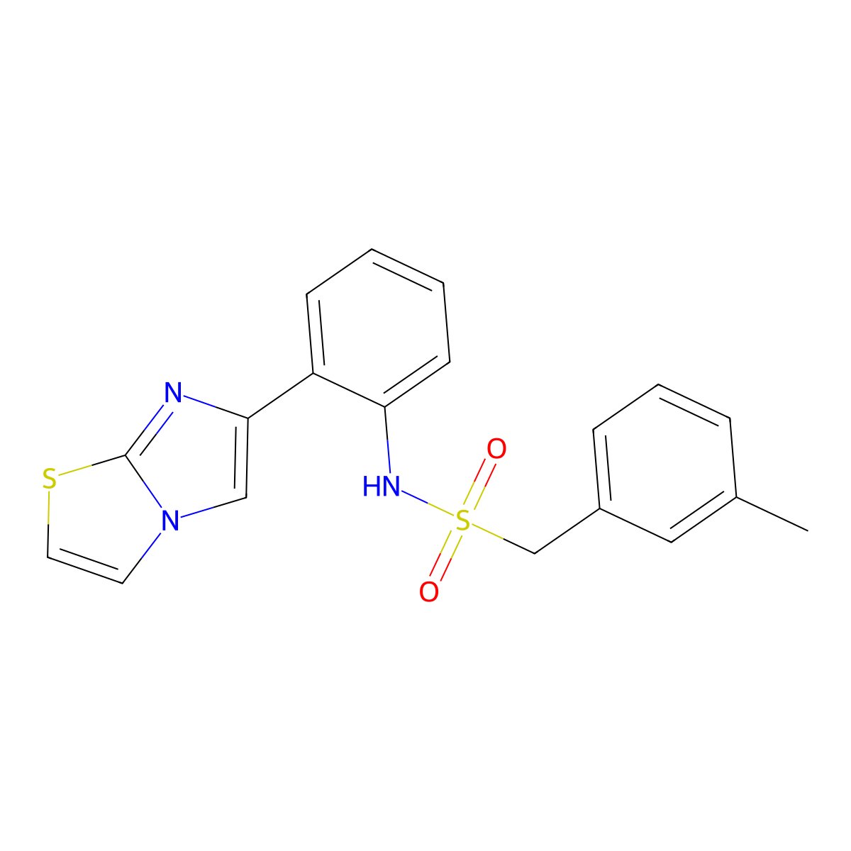 N-(2-(imidazo[2,1-b]thiazol-6-yl)phenyl)-1-(m-tolyl)methanesulfonamide molecular structure, CAS 1705721-46-5