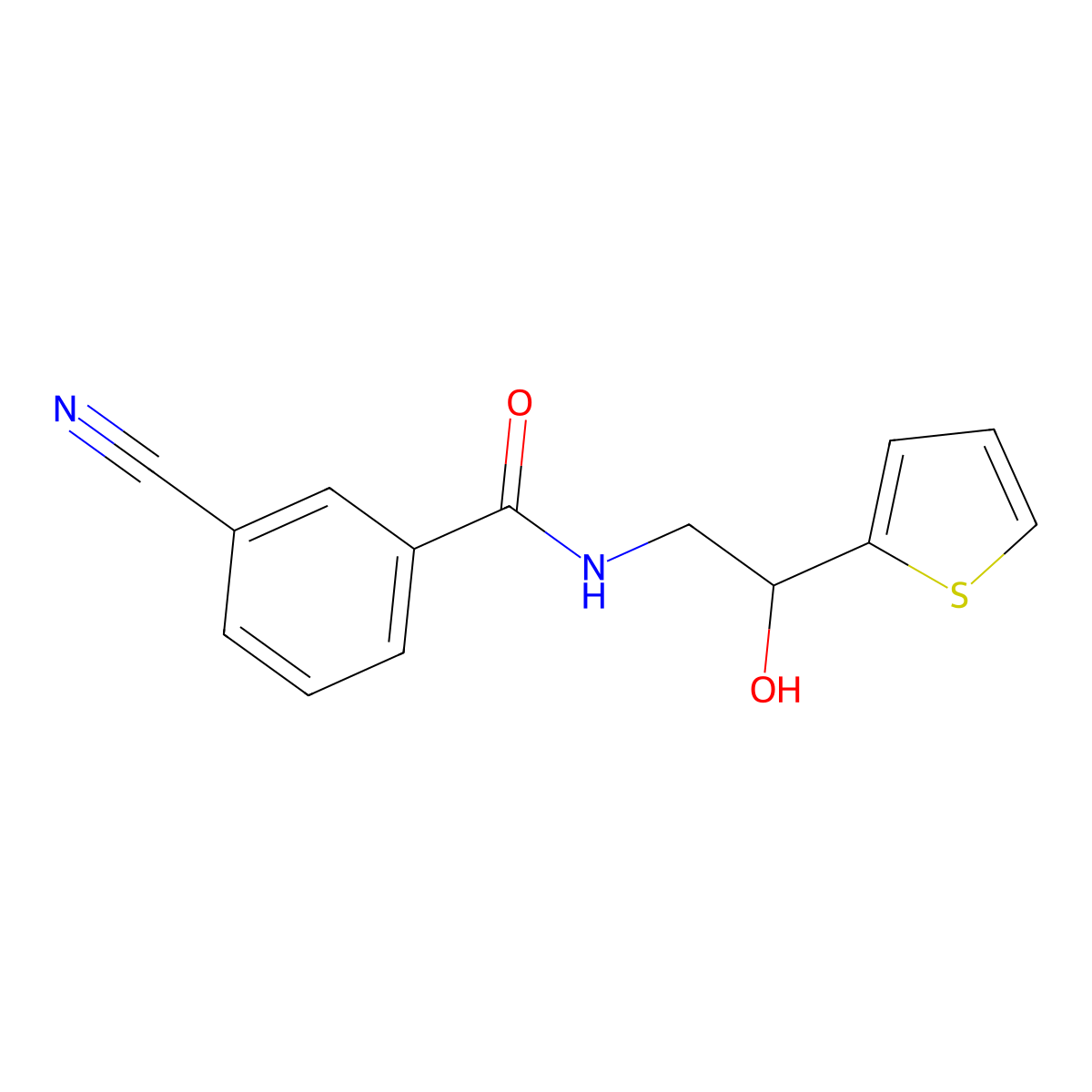 3-cyano-N-[2-hydroxy-2-(thiophen-2-yl)ethyl]benzamide molecular structure, CAS 1705722-95-7