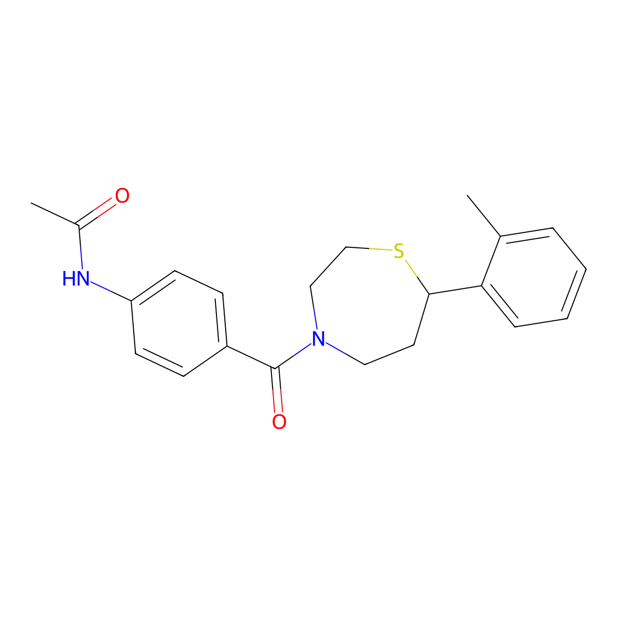 N-(4-(7-(o-tolyl)-1,4-thiazepane-4-carbonyl)phenyl)acetamide molecular structure, CAS 1705726-05-1