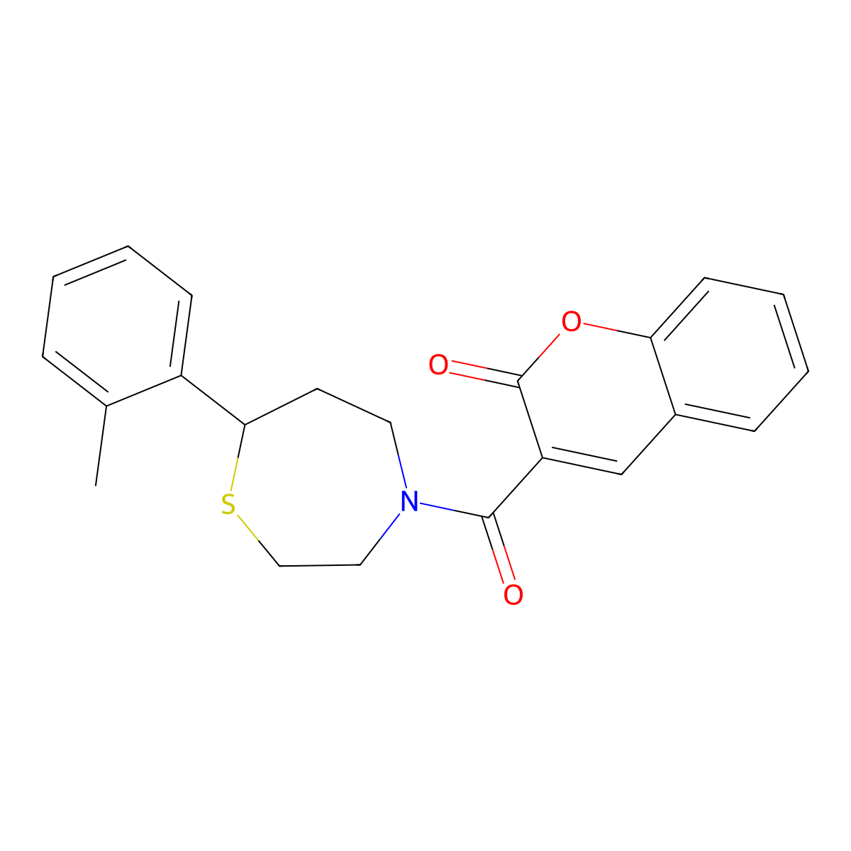 3-(7-(o-tolyl)-1,4-thiazepane-4-carbonyl)-2H-chromen-2-one molecular structure, CAS 1705726-16-4