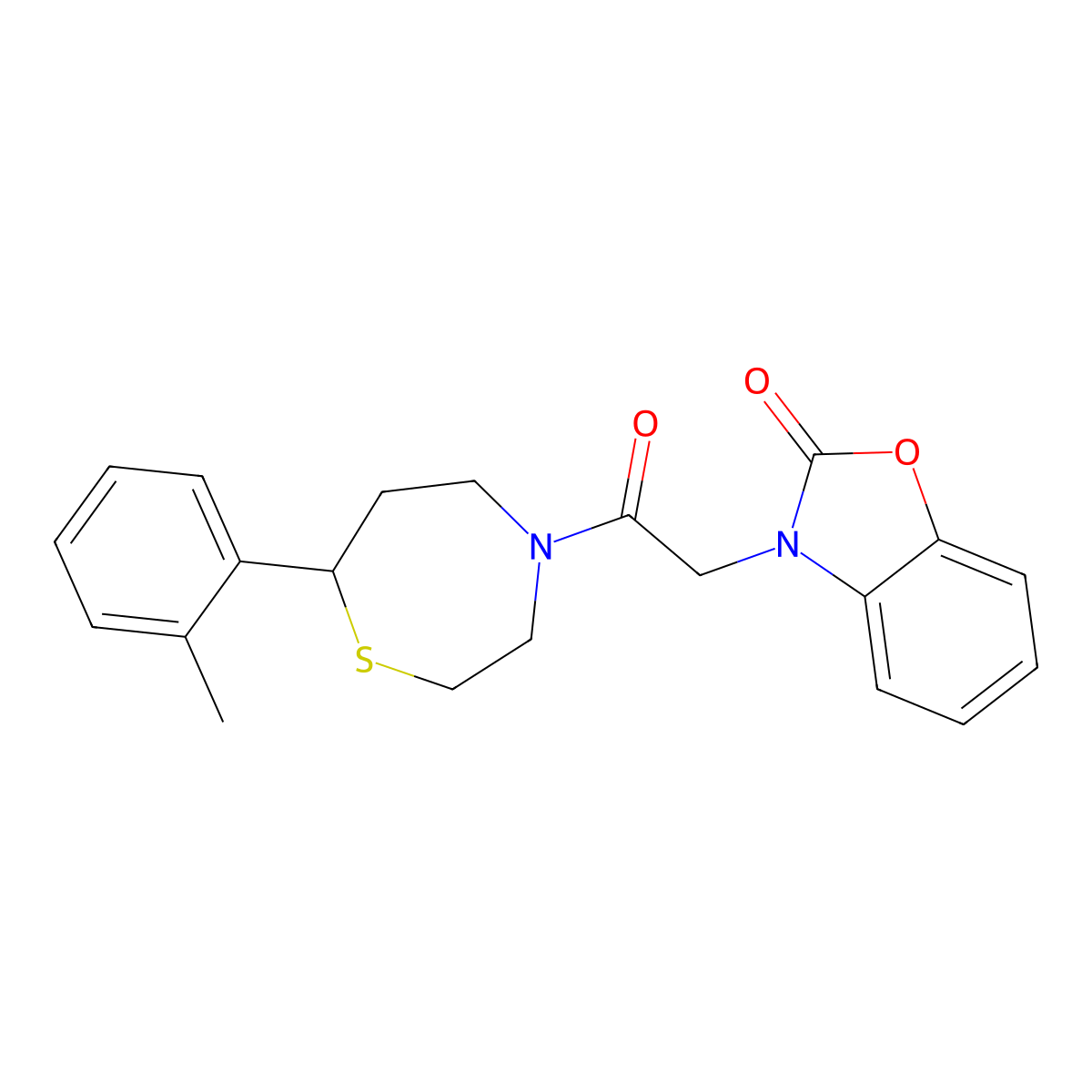 3-(2-oxo-2-(7-(o-tolyl)-1,4-thiazepan-4-yl)ethyl)benzo[d]oxazol-2(3H)-one molecular structure, CAS 1705726-20-0