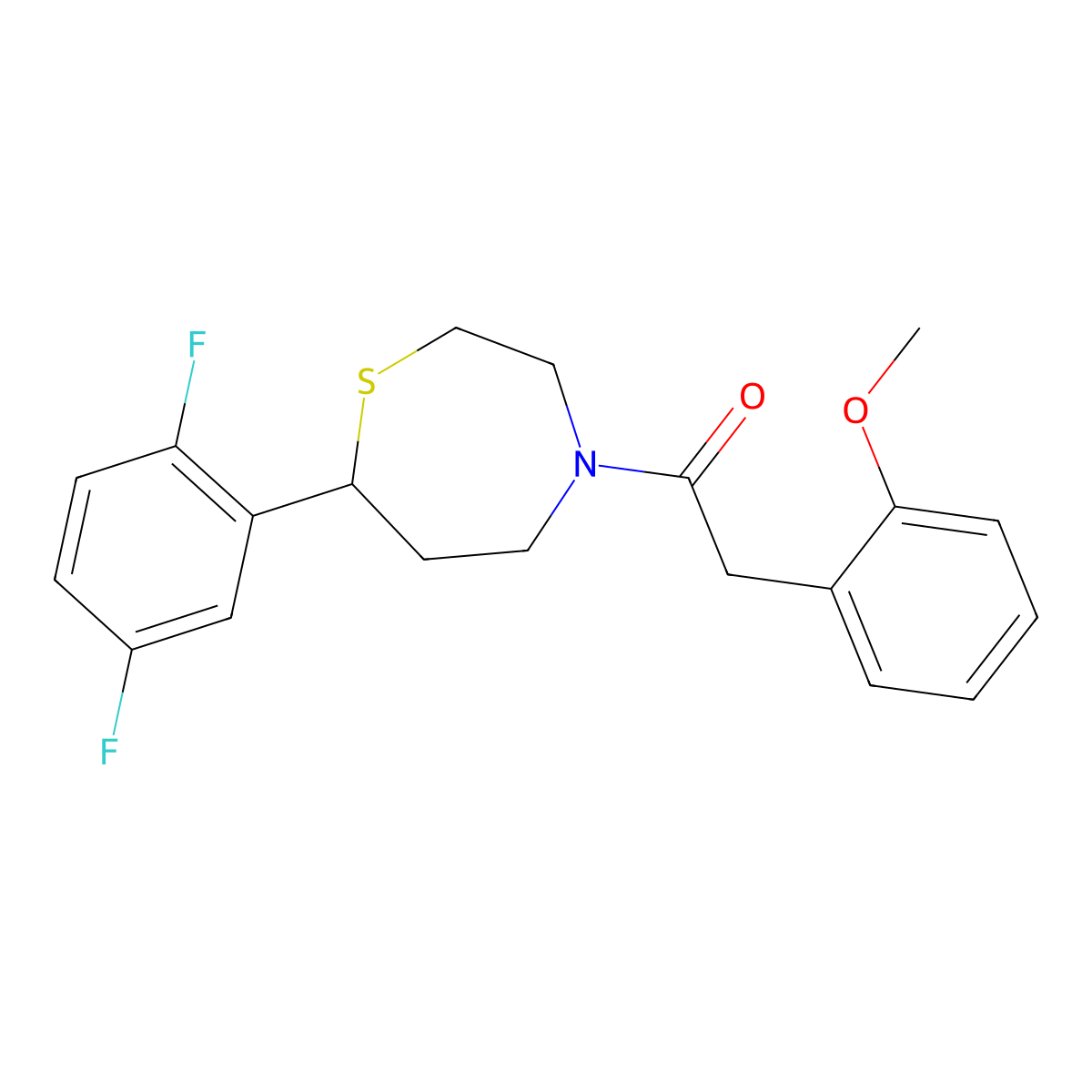 1-(7-(2,5-Difluorophenyl)-1,4-thiazepan-4-yl)-2-(2-methoxyphenyl)ethanone molecular structure, CAS 1705726-67-5