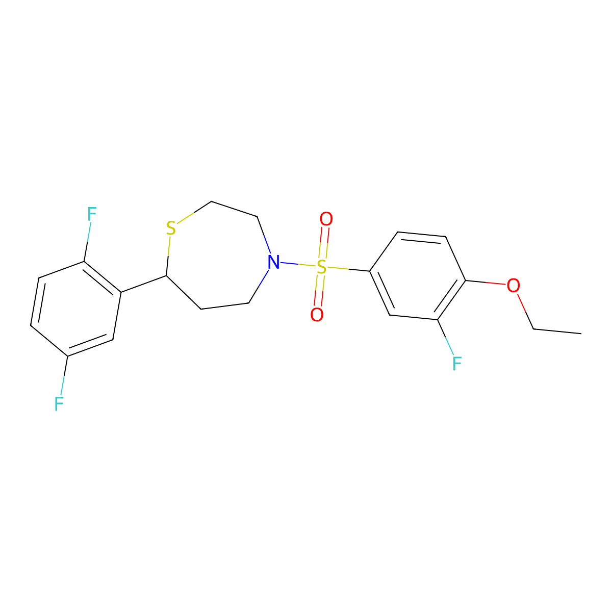 7-(2,5-Difluorophenyl)-4-((4-ethoxy-3-fluorophenyl)sulfonyl)-1,4-thiazepane molecular structure, CAS 1705727-18-9