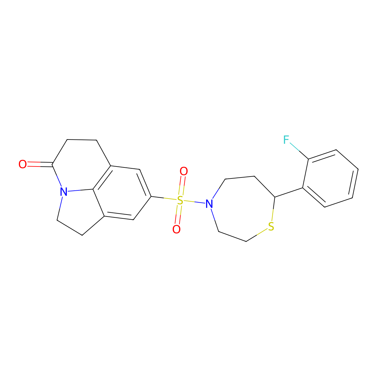 8-((7-(2-fluorophenyl)-1,4-thiazepan-4-yl)sulfonyl)-5,6-dihydro-1H-pyrrolo[3,2,1-ij]quinolin-4(2H)-one molecular structure, CAS 1705732-48-4