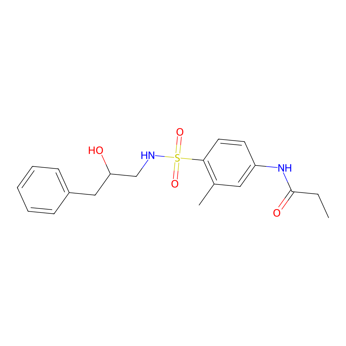 N-(4-(N-(2-hydroxy-3-phenylpropyl)sulfamoyl)-3-methylphenyl)propionamide molecular structure, CAS 1705734-79-7