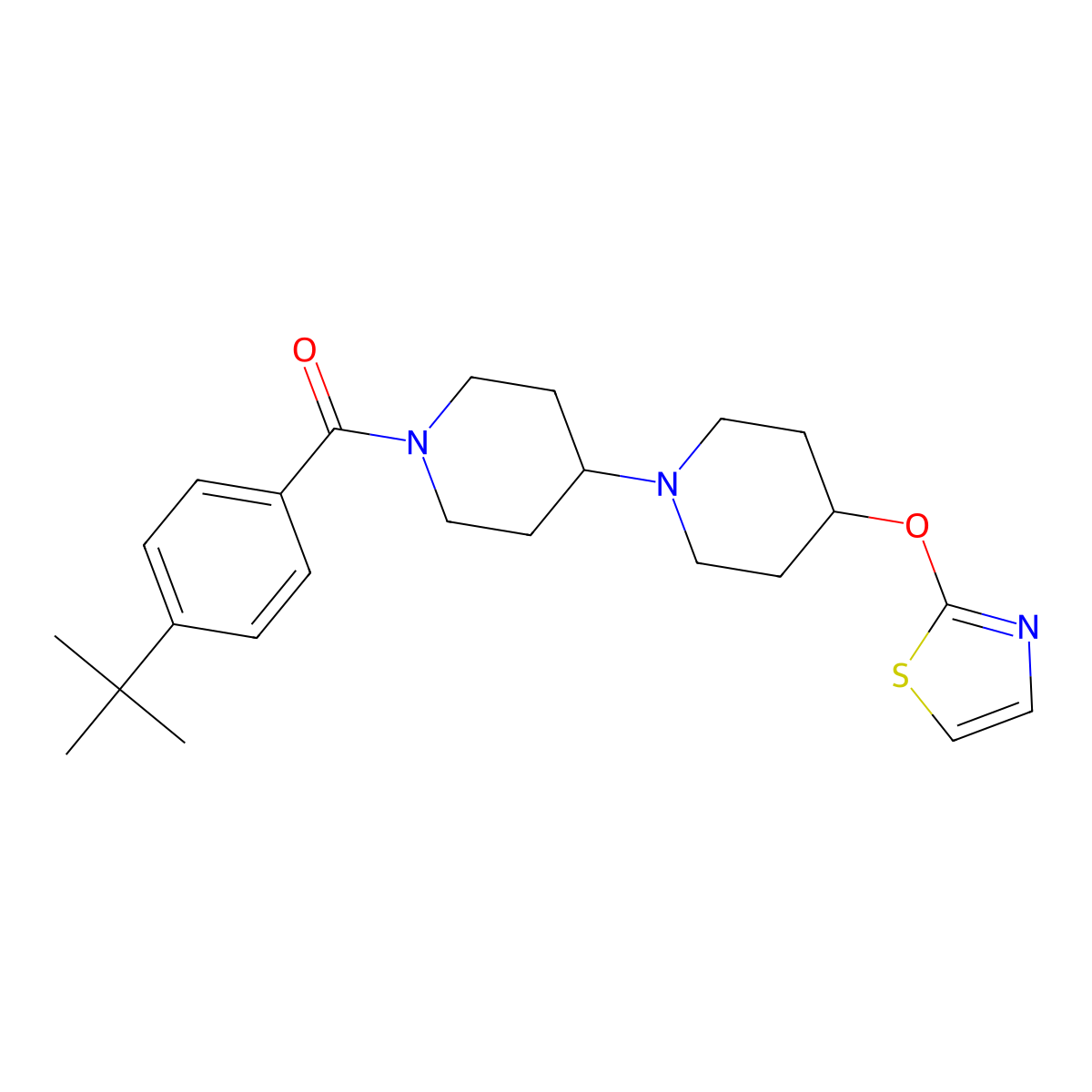1'-(4-Tert-butylbenzoyl)-4-(1,3-thiazol-2-yloxy)-1,4'-bipiperidine molecular structure, CAS 1705742-72-8