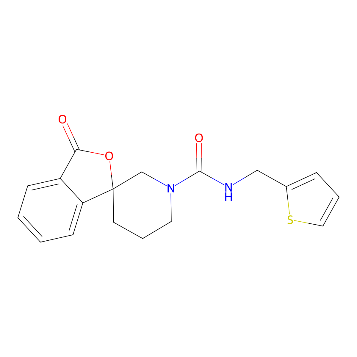 3-oxo-N-(thiophen-2-ylmethyl)-3H-spiro[isobenzofuran-1,3'-piperidine]-1'-carboxamide molecular structure, CAS 1705743-56-1