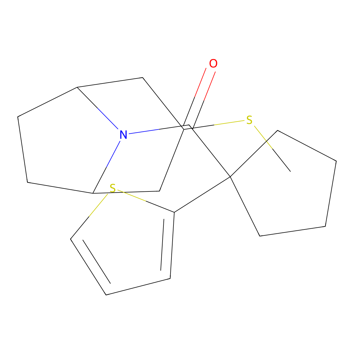 ((1R,5S)-3-(methylthio)-8-azabicyclo[3.2.1]octan-8-yl)(1-(thiophen-2-yl)cyclopentyl)methanone molecular structure, CAS 1705744-65-5