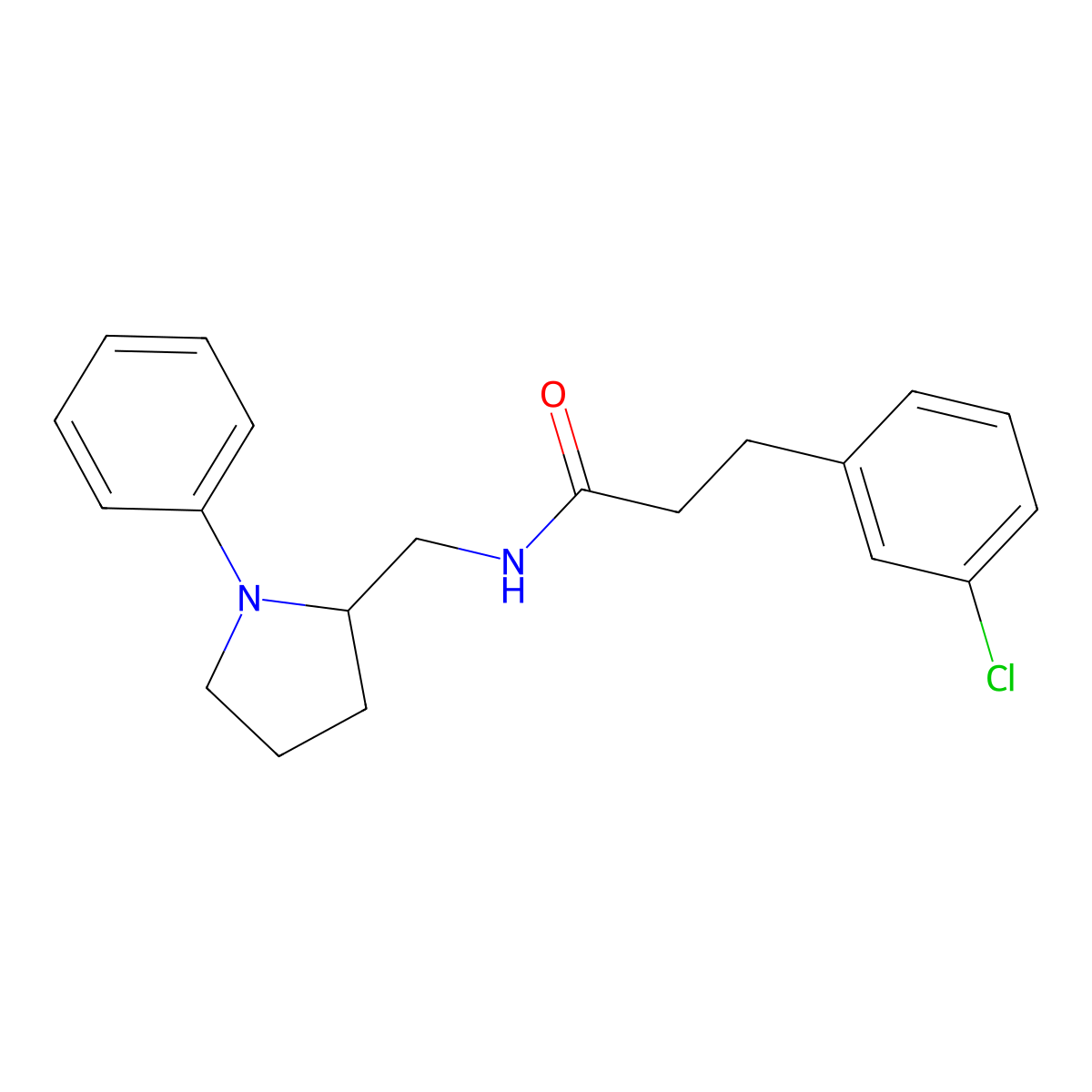 3-(3-chlorophenyl)-N-[(1-phenylpyrrolidin-2-yl)methyl]propanamide molecular structure, CAS 1705745-40-9