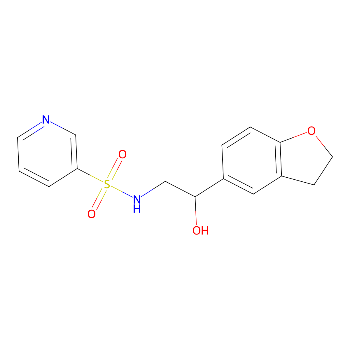 N-(2-(2,3-dihydrobenzofuran-5-yl)-2-hydroxyethyl)pyridine-3-sulfonamide molecular structure, CAS 1705746-46-8