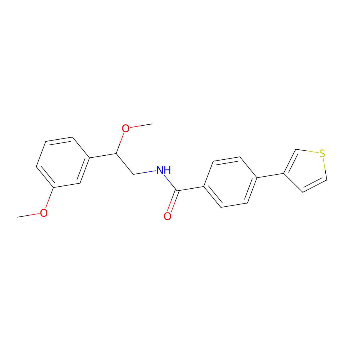 N-(2-methoxy-2-(3-methoxyphenyl)ethyl)-4-(thiophen-3-yl)benzamide molecular structure, CAS 1705748-37-3