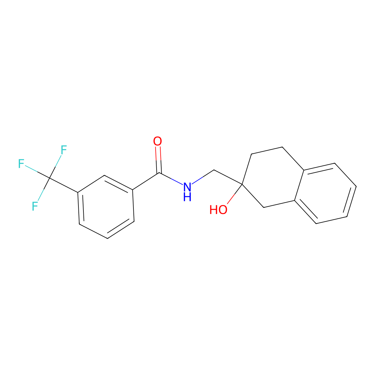 N-((2-hydroxy-1,2,3,4-tetrahydronaphthalen-2-yl)methyl)-3-(trifluoromethyl)benzamide molecular structure, CAS 1705750-32-8