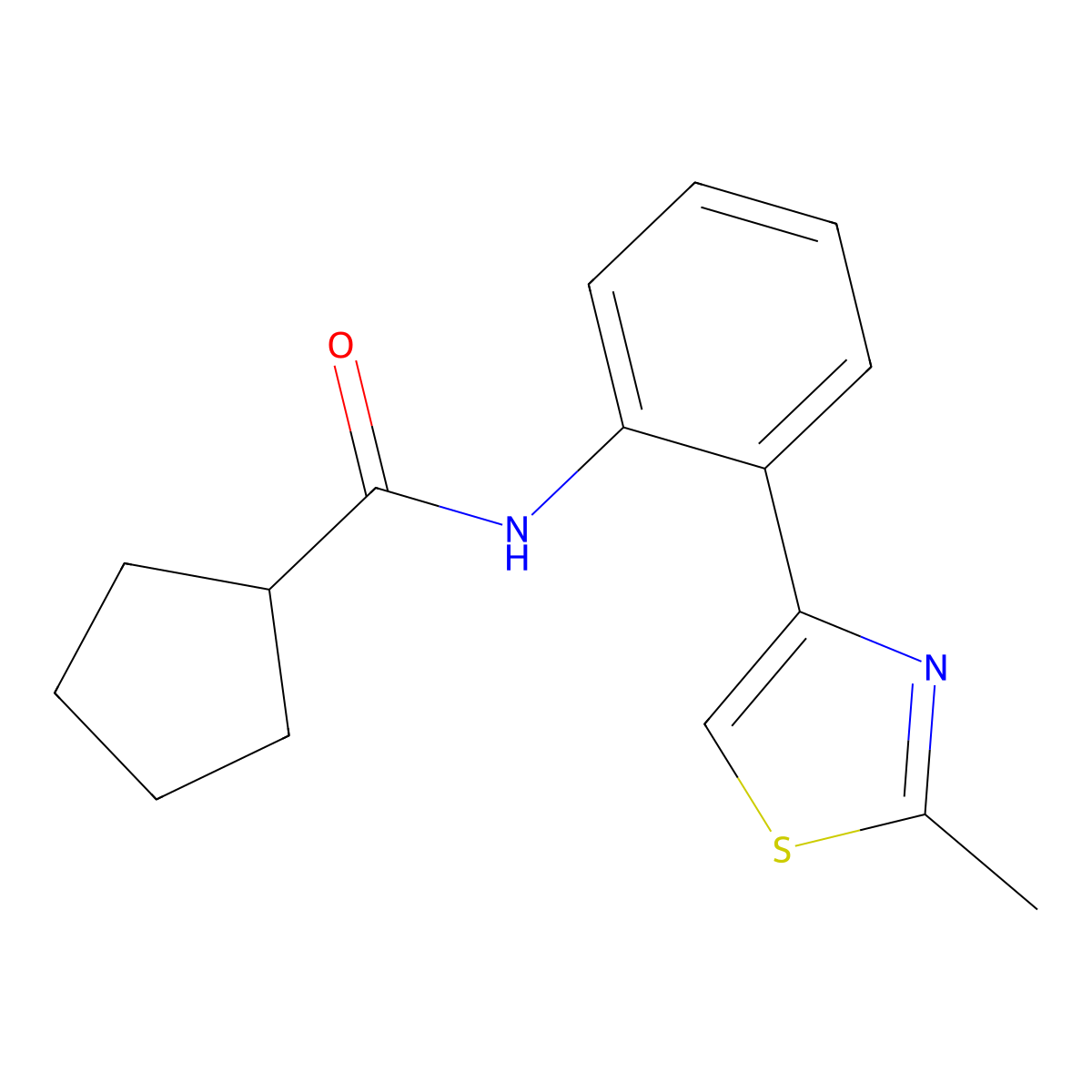 N-(2-(2-methylthiazol-4-yl)phenyl)cyclopentanecarboxamide molecular structure, CAS 1705751-84-3