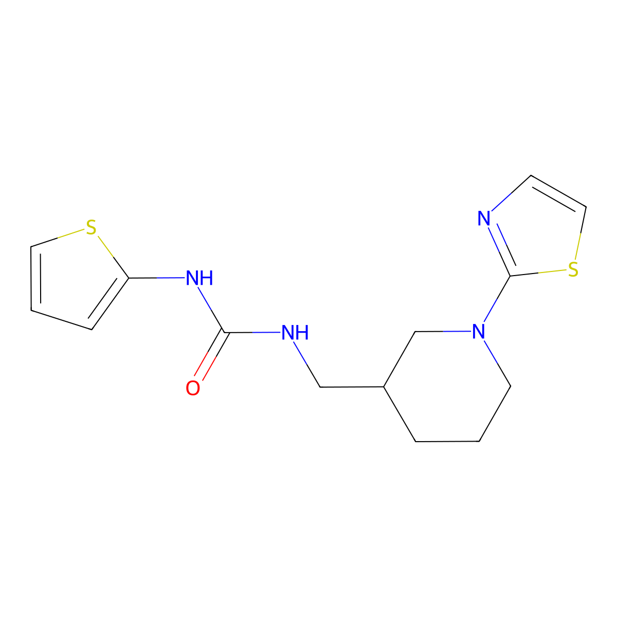 1-((1-(Thiazol-2-yl)piperidin-3-yl)methyl)-3-(thiophen-2-yl)urea molecular structure, CAS 1705751-96-7