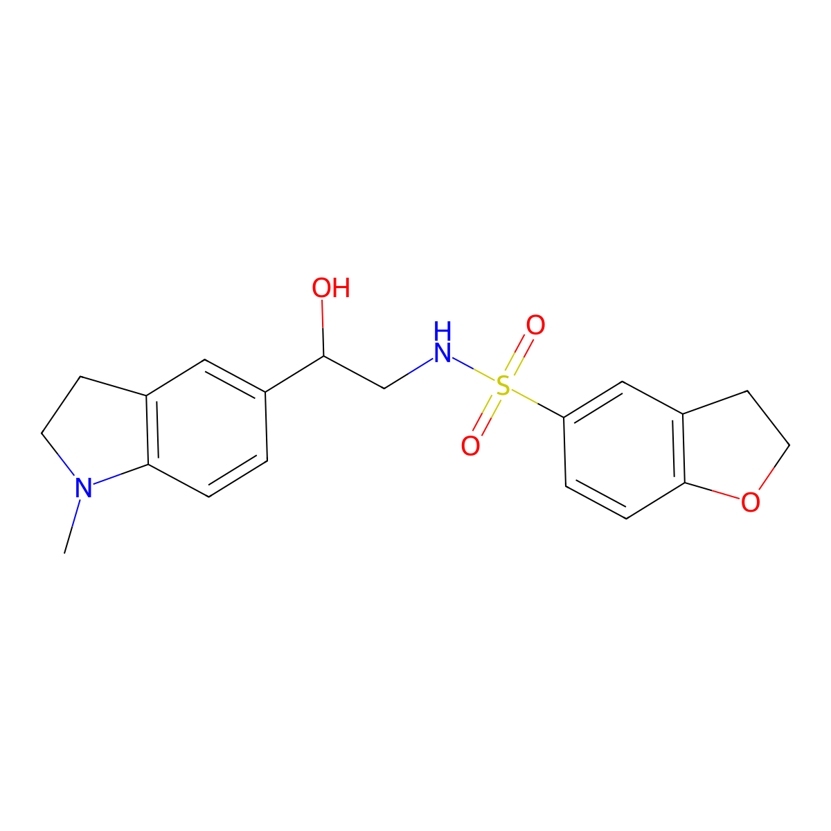 N-(2-hydroxy-2-(1-methylindolin-5-yl)ethyl)-2,3-dihydrobenzofuran-5-sulfonamide molecular structure, CAS 1705754-34-2