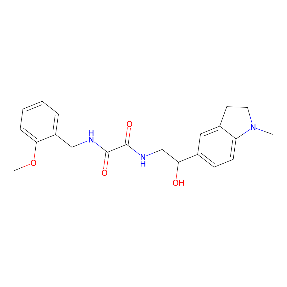 N1-(2-hydroxy-2-(1-methylindolin-5-yl)ethyl)-N2-(2-methoxybenzyl)oxalamide molecular structure, CAS 1705754-65-9