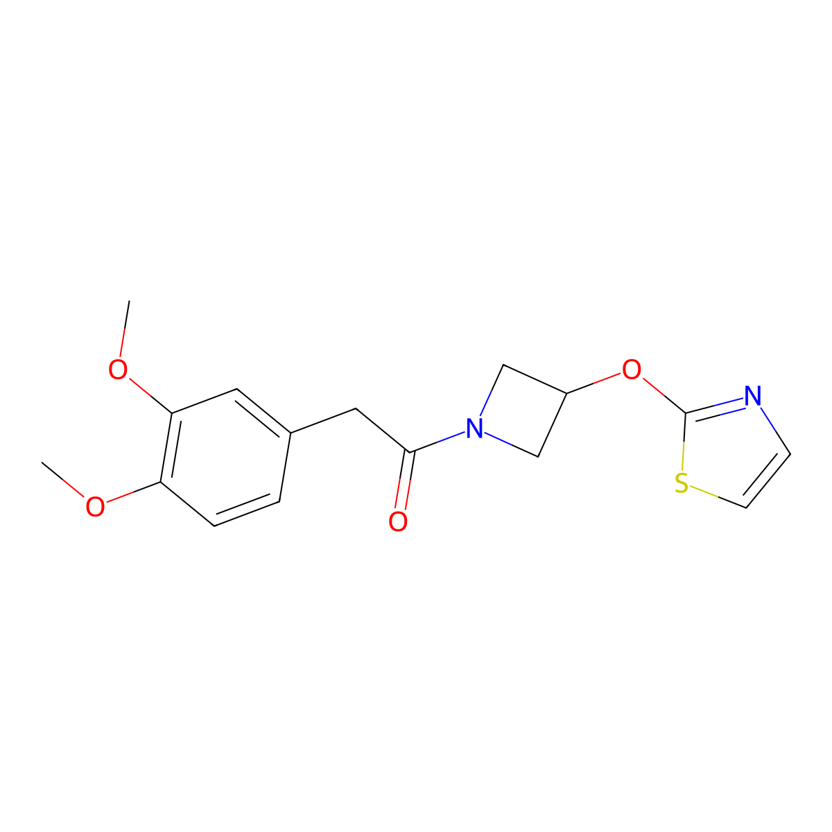 2-(3,4-Dimethoxyphenyl)-1-(3-(thiazol-2-yloxy)azetidin-1-yl)ethanone molecular structure, CAS 1705754-78-4