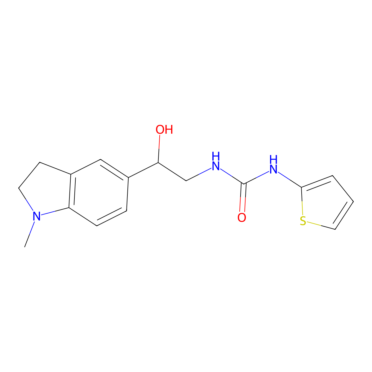 1-(2-Hydroxy-2-(1-methylindolin-5-yl)ethyl)-3-(thiophen-2-yl)urea molecular structure, CAS 1705755-25-4