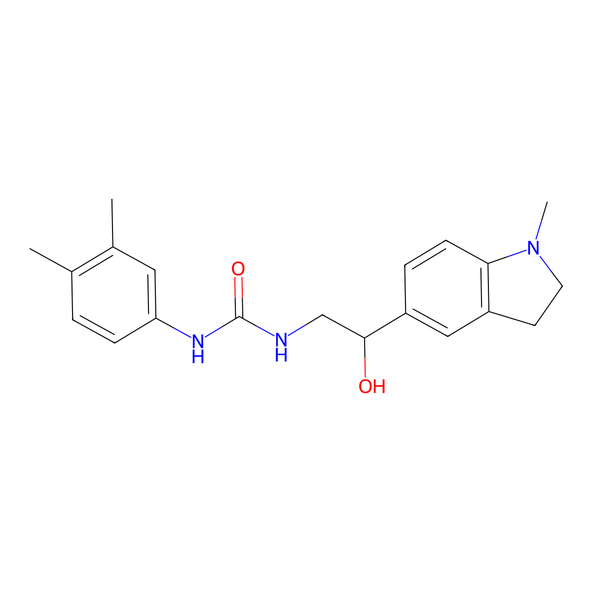 1-(3,4-Dimethylphenyl)-3-(2-hydroxy-2-(1-methylindolin-5-yl)ethyl)urea molecular structure, CAS 1705755-45-8