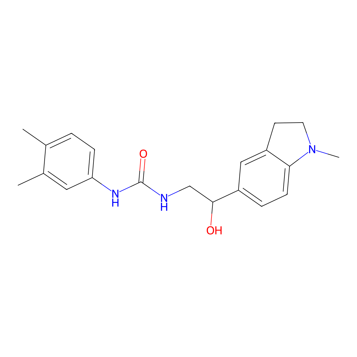 1-(3,4-Dimethylphenyl)-3-(2-hydroxy-2-(1-methylindolin-5-yl)ethyl)urea molecular structure, CAS 1705755-45-8