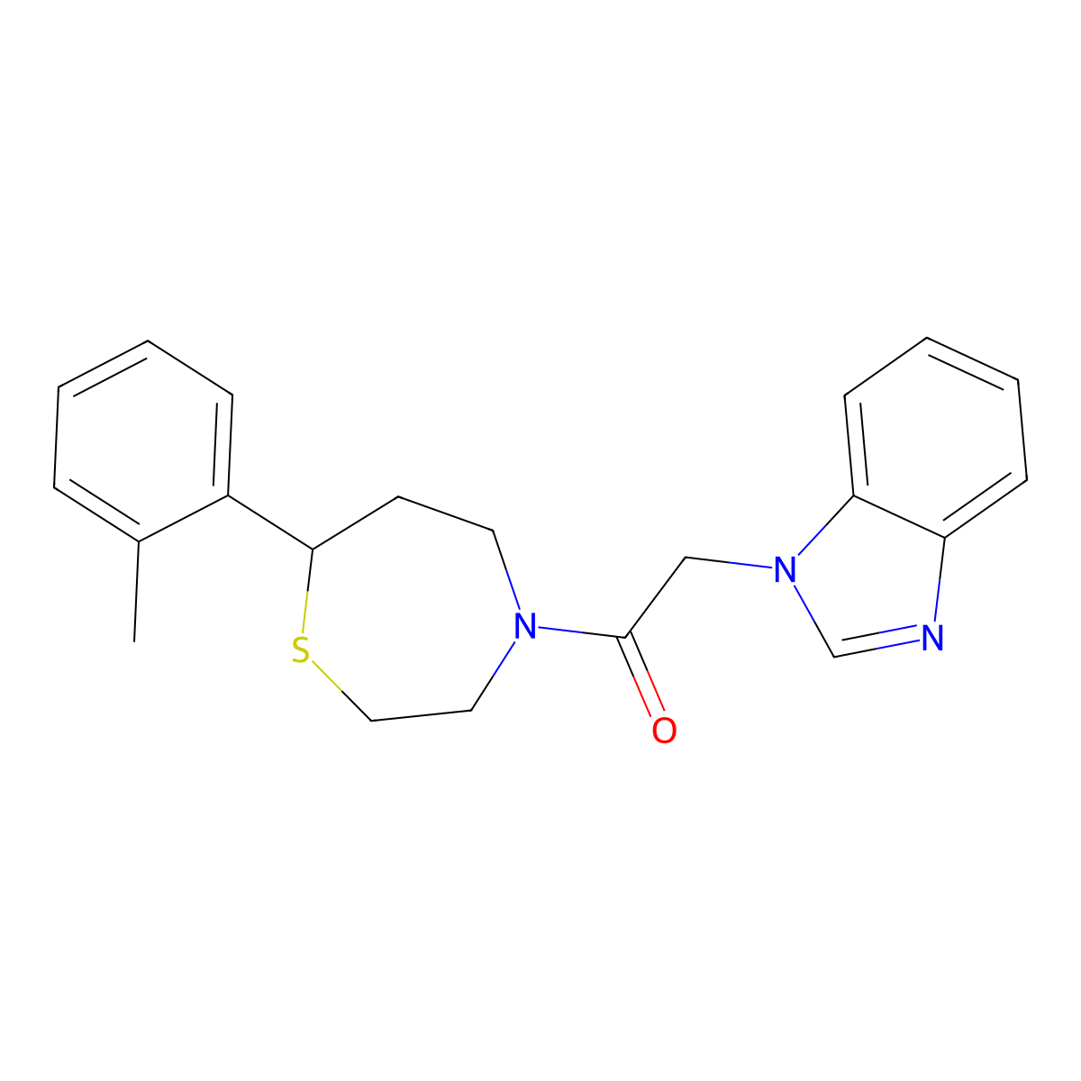 2-(1H-benzo[d]imidazol-1-yl)-1-(7-(o-tolyl)-1,4-thiazepan-4-yl)ethanone molecular structure, CAS 1705758-28-6