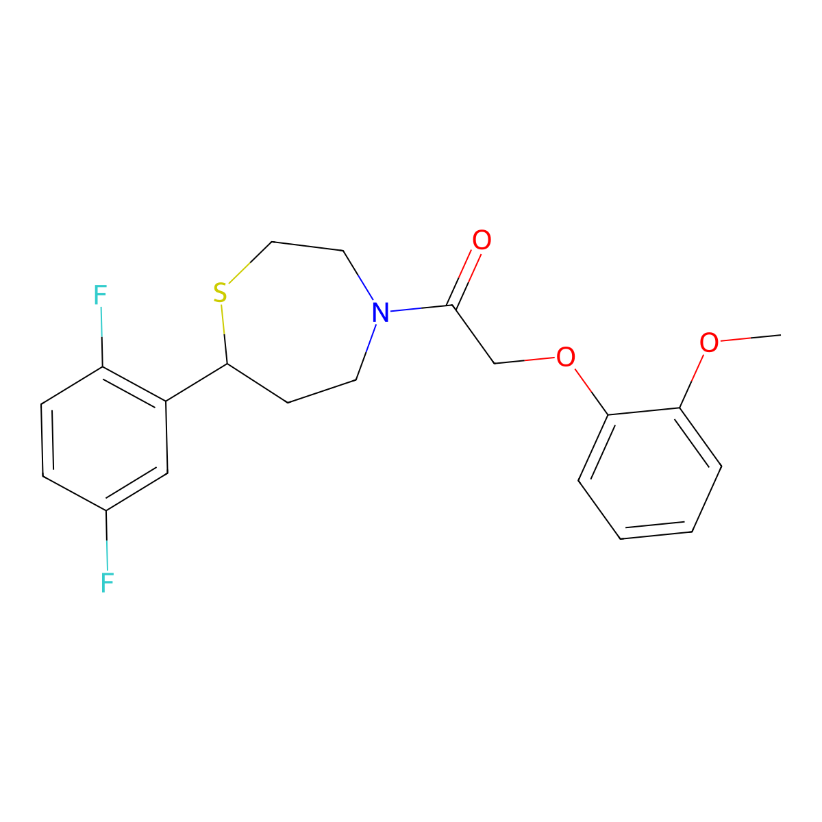 1-(7-(2,5-Difluorophenyl)-1,4-thiazepan-4-yl)-2-(2-methoxyphenoxy)ethanone molecular structure, CAS 1705759-93-8