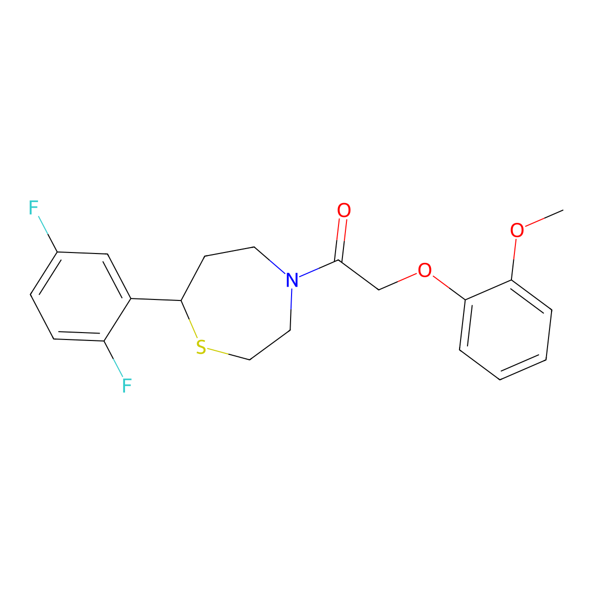 1-(7-(2,5-Difluorophenyl)-1,4-thiazepan-4-yl)-2-(2-methoxyphenoxy)ethanone molecular structure, CAS 1705759-93-8