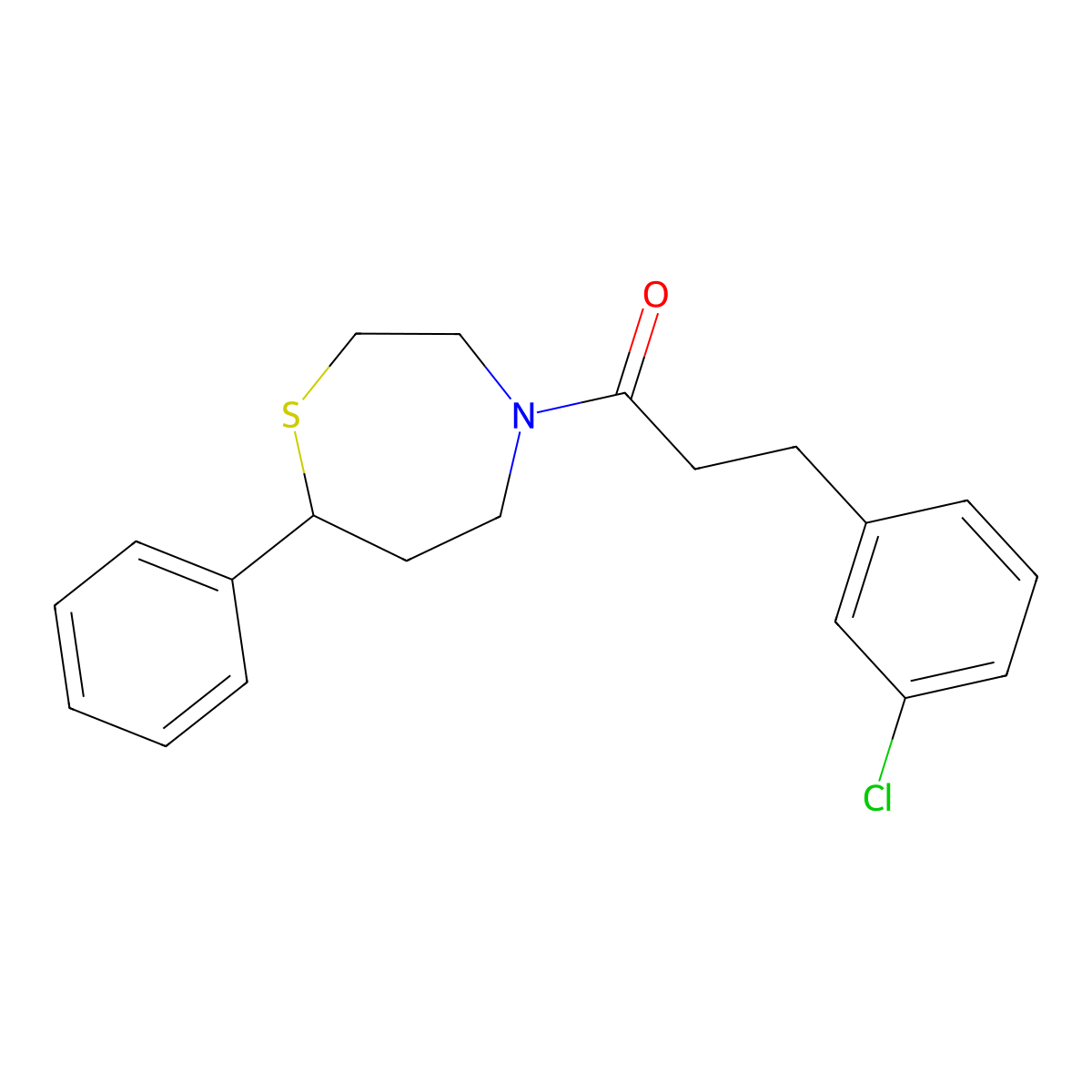 3-(3-Chlorophenyl)-1-(7-phenyl-1,4-thiazepan-4-yl)propan-1-one molecular structure, CAS 1705760-00-4