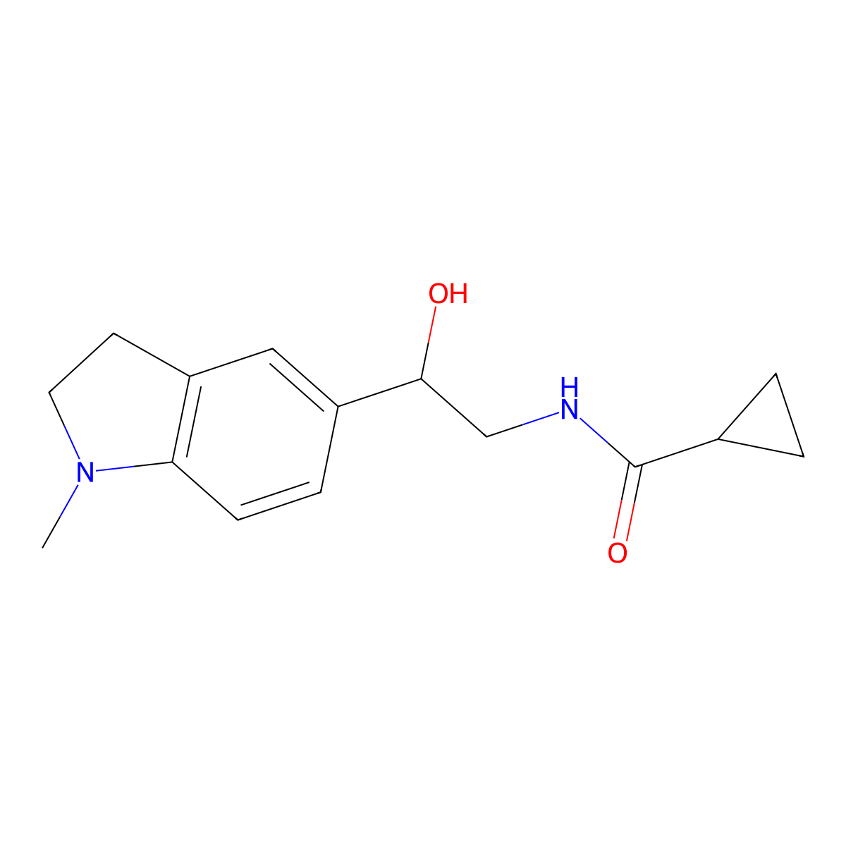 N-(2-hydroxy-2-(1-methylindolin-5-yl)ethyl)cyclopropanecarboxamide molecular structure, CAS 1705760-17-3