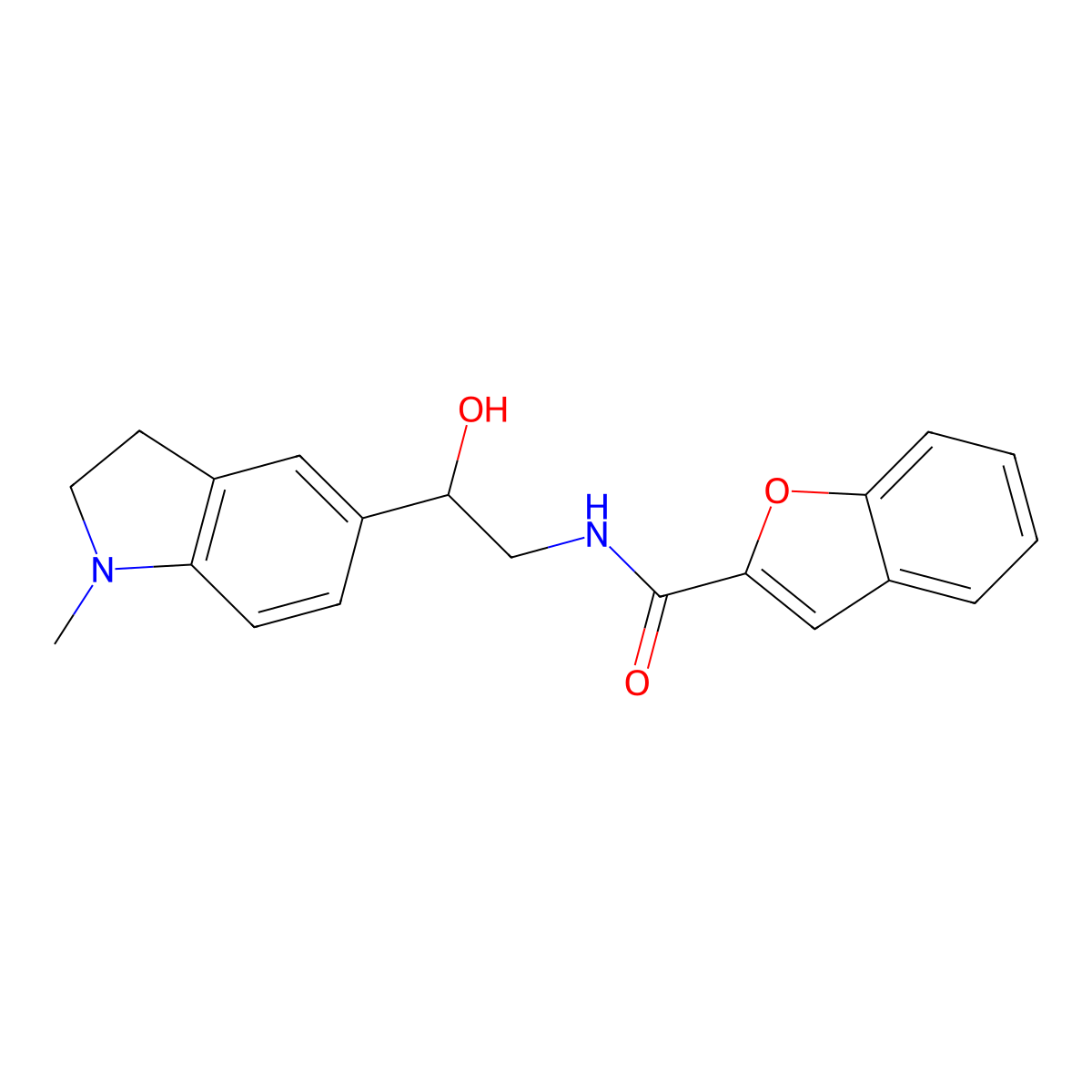 N-(2-hydroxy-2-(1-methylindolin-5-yl)ethyl)benzofuran-2-carboxamide molecular structure, CAS 1705760-67-3