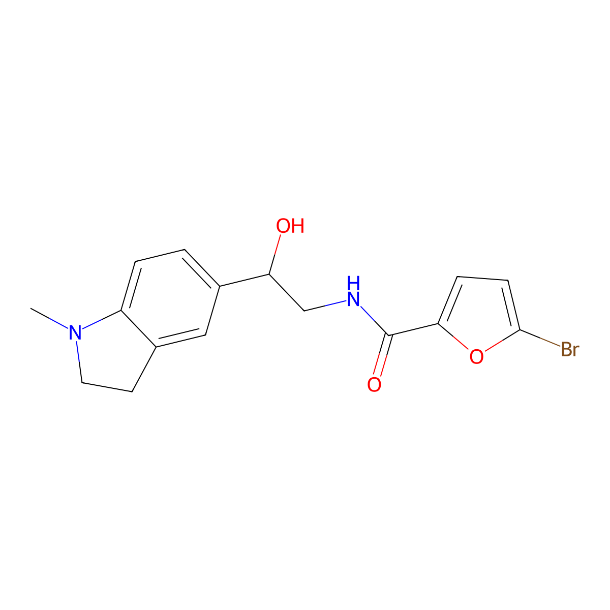 5-bromo-N-(2-hydroxy-2-(1-methylindolin-5-yl)ethyl)furan-2-carboxamide molecular structure, CAS 1705761-14-3